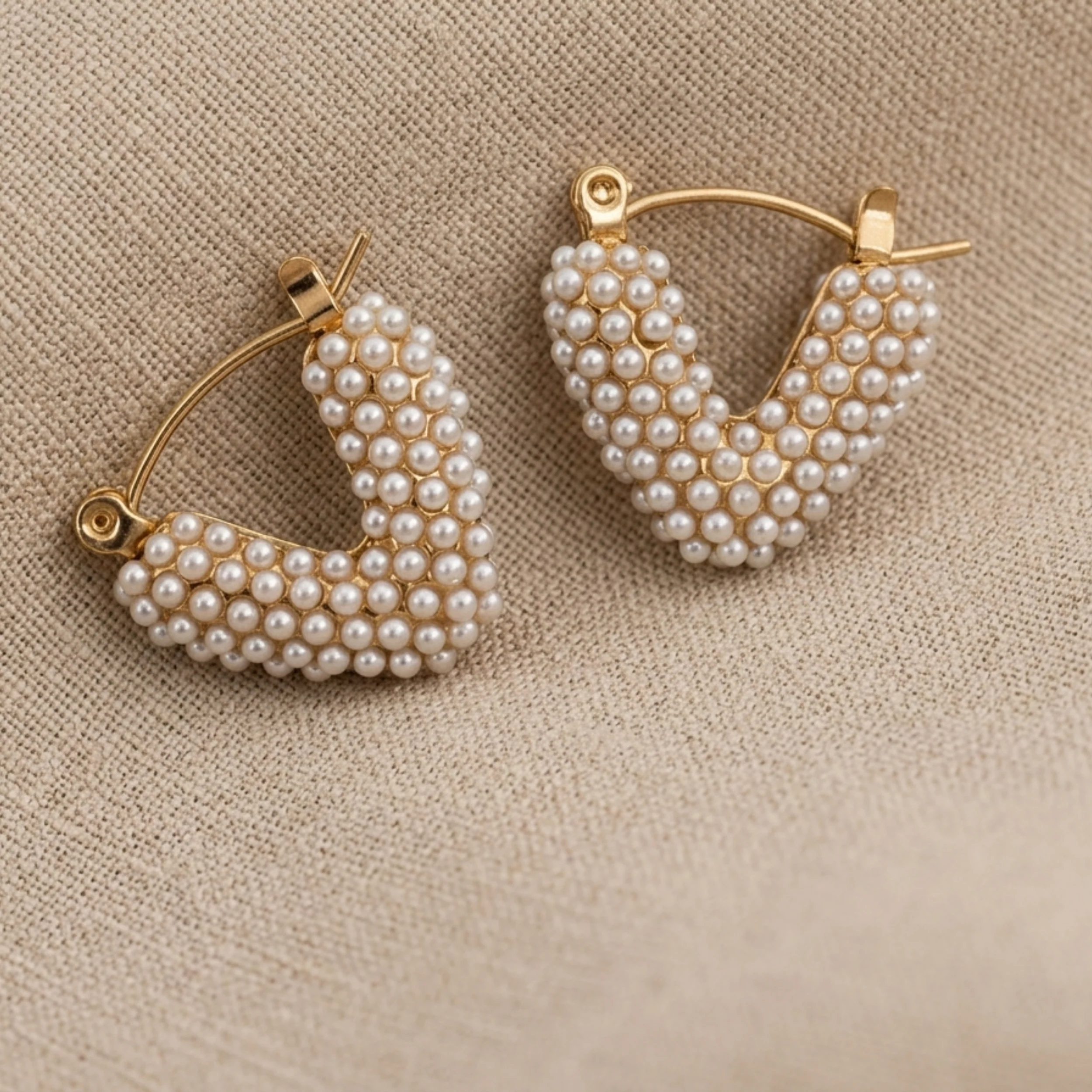 Gaia Heart Pearl Hoop Earrings - Image 2