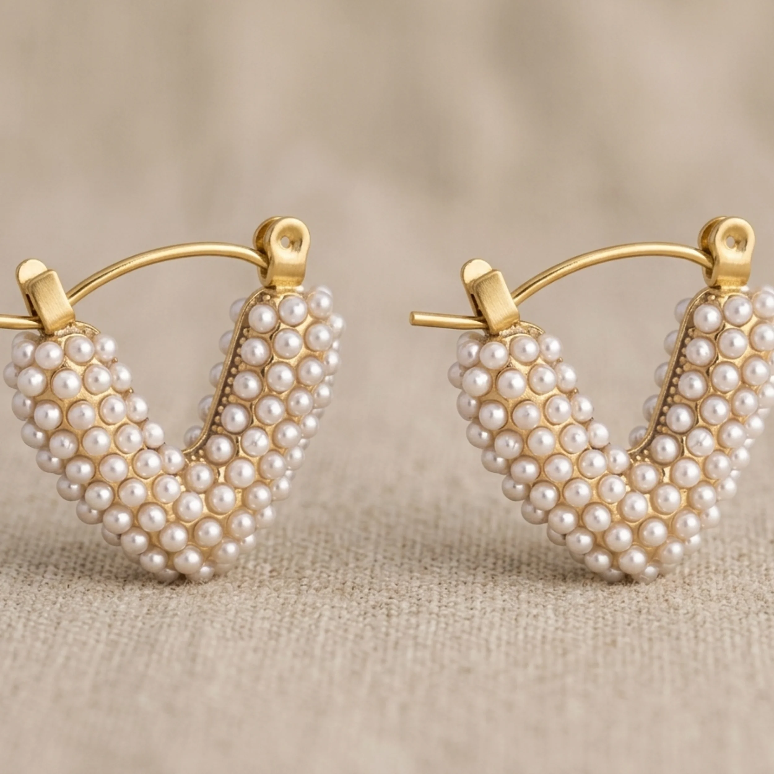 Gaia Heart Pearl Hoop Earrings - Image 3