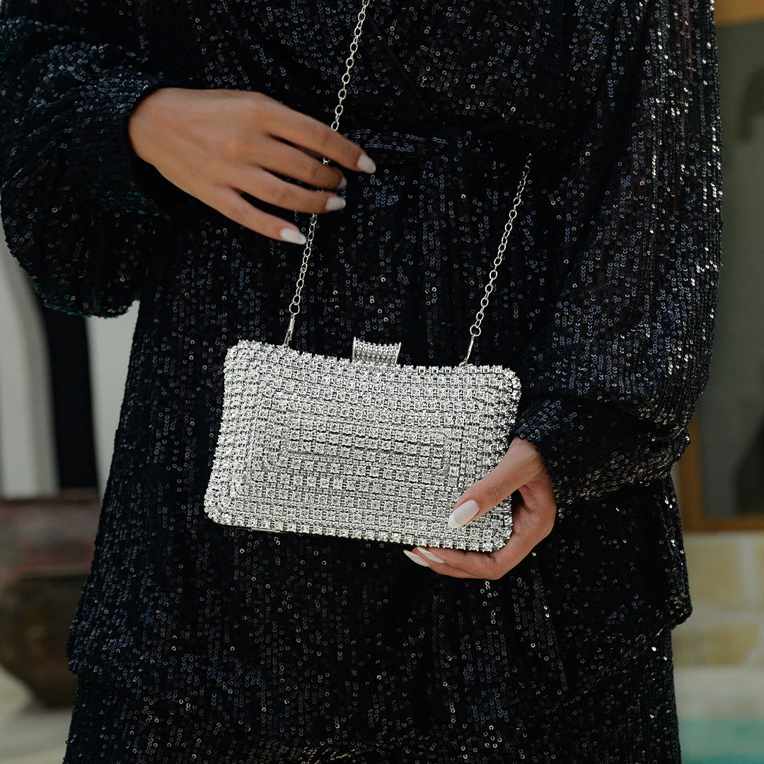 Glitter Clutch Bag – Elegant Evening Bag with Detachable Chain Strap for Weddings and Parties - Image 10