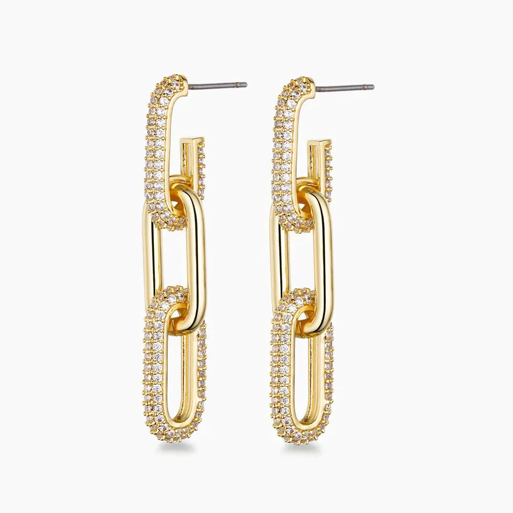 Half Pave Chain Earrings - Image 4
