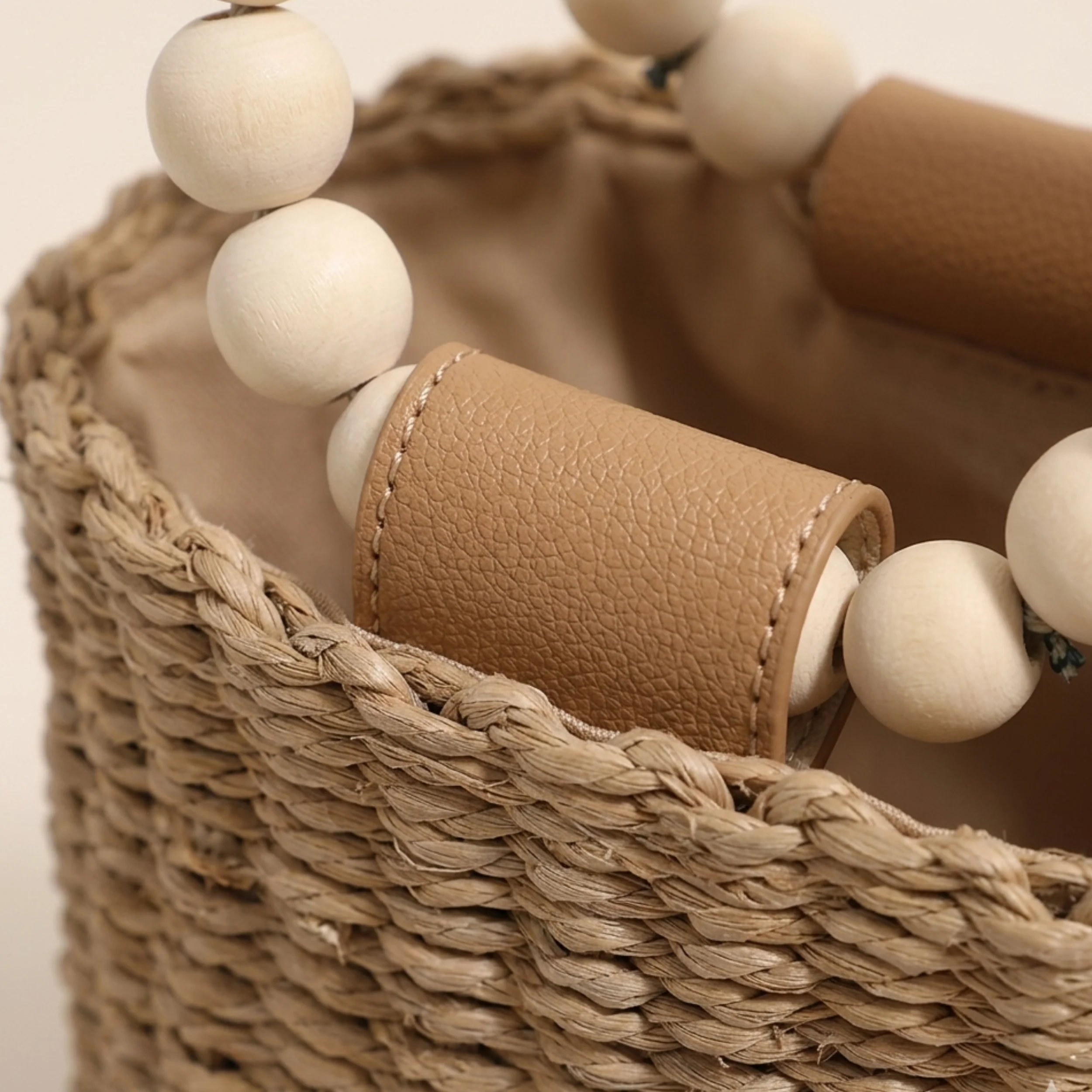 Handcrafted Bali-Inspired Wooden Beaded Paper Tote Bag – Sustainable Bag - Image 6