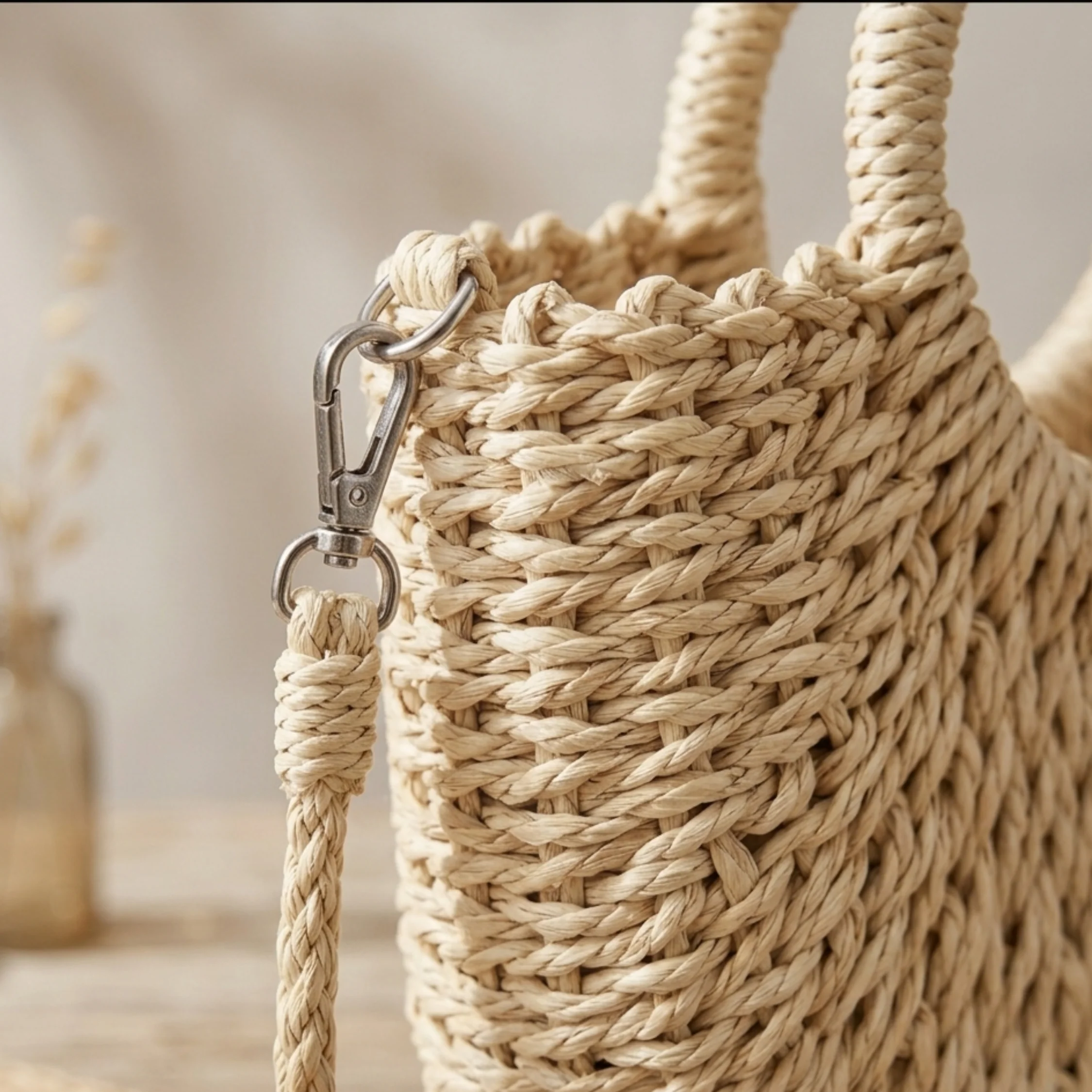 Handcrafted Half-Round Rattan Woven Crossbody Handbag - Sustainable Bag - Image 7