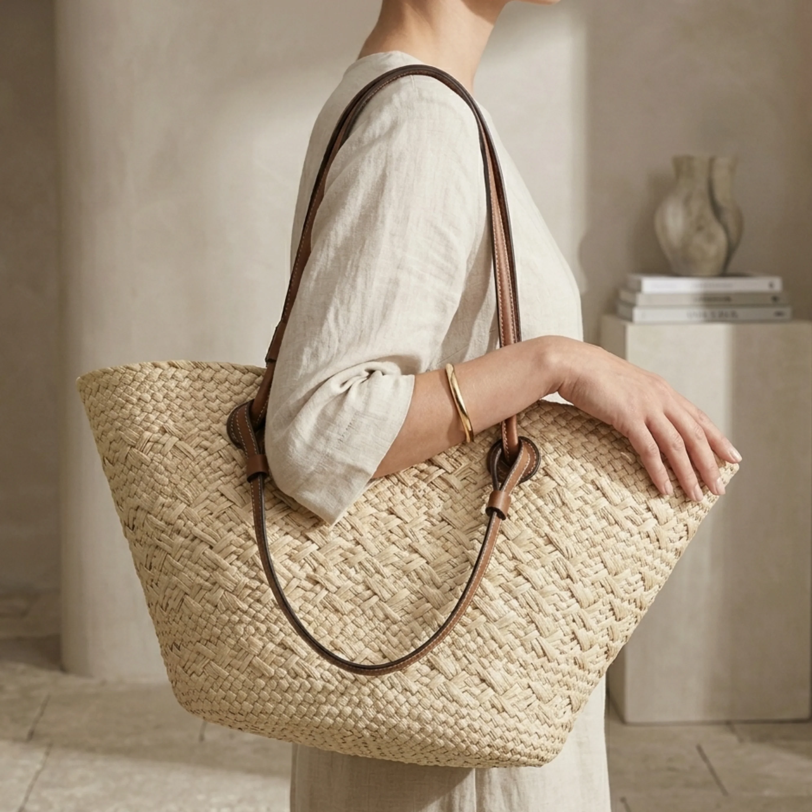 Handcrafted Rattan Wicker Summer Tote Bag – Sustainable Bags - Image 3