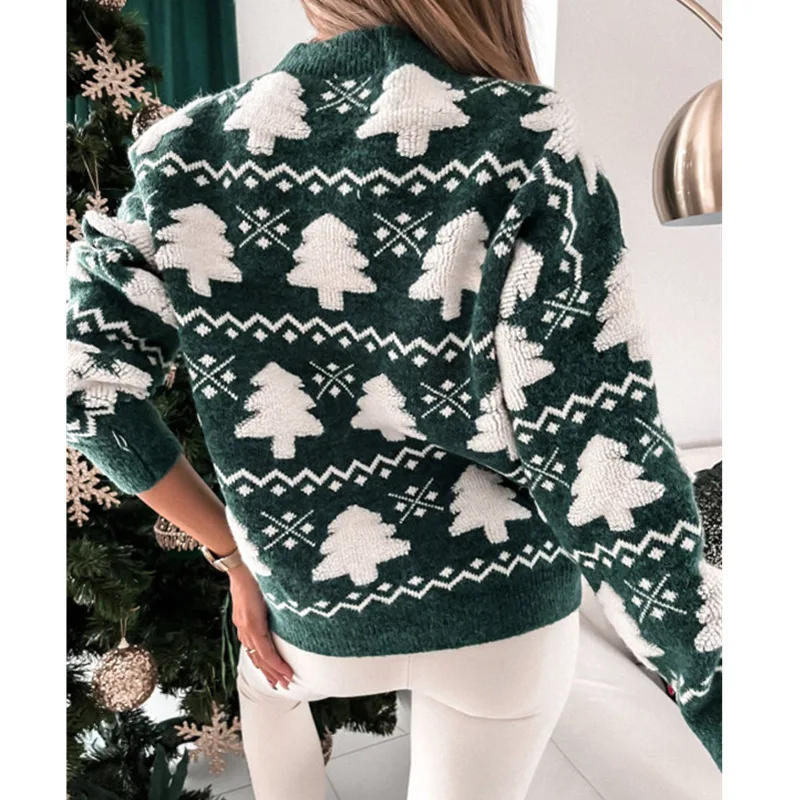 Handcrafted Tree Patter Christmas Sweater - Image 3