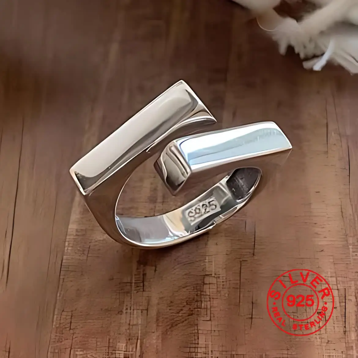 Handmade Geometric Lined Hug 925 Sterling Silver Ring for Women - Image 7