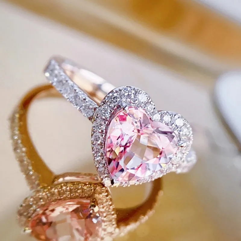 Heart Shape Pink Diamond Cut 925 Sterling Silver Promise Ring - Image 3
