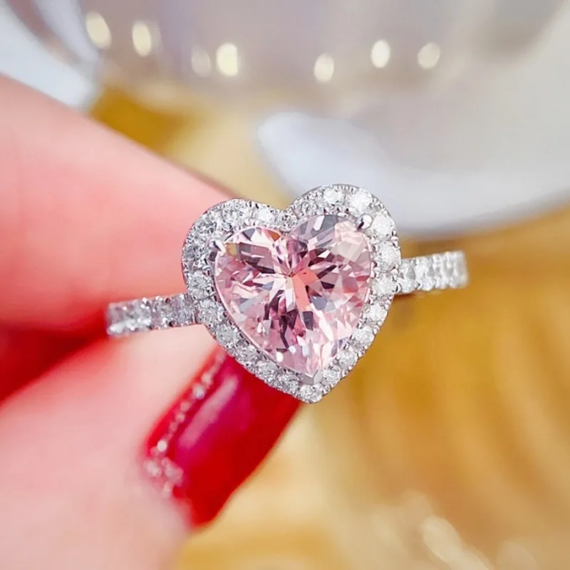 Heart Shape Pink Diamond Cut 925 Sterling Silver Promise Ring - Image 4
