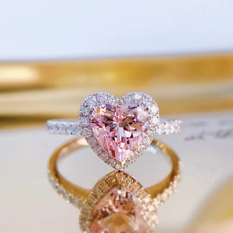Heart Shape Pink Diamond Cut 925 Sterling Silver Promise Ring - Image 8