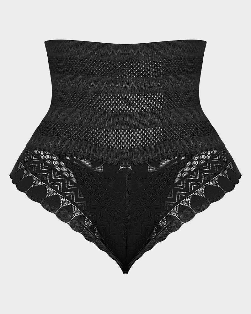 High Waist Lace Mesh Tummy Control Shaping Long Panty - Image 6