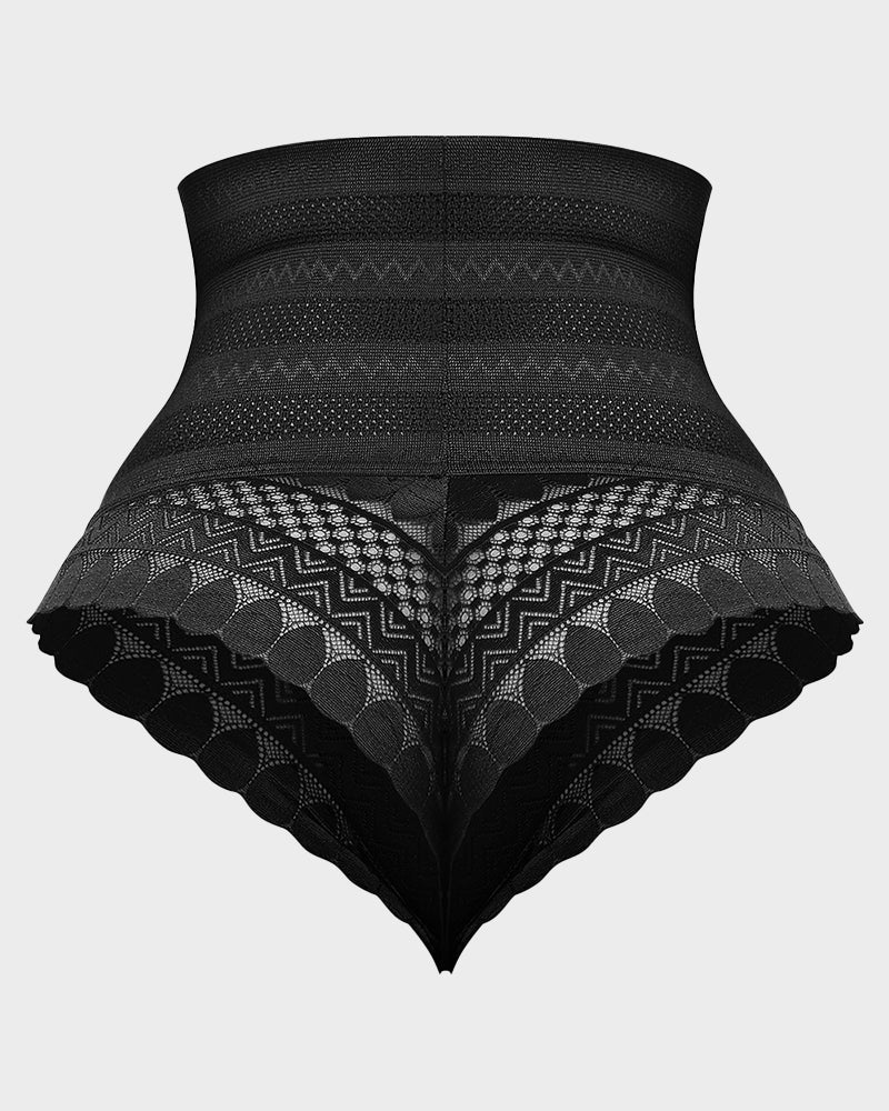 High Waist Lace Mesh Tummy Control Shaping Long Panty - Image 7