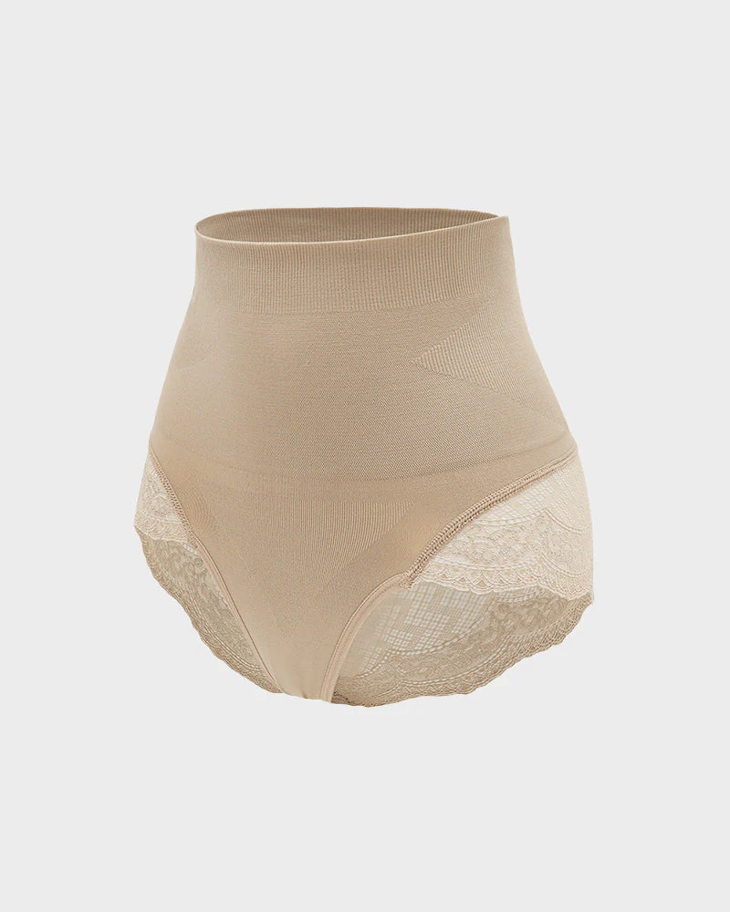 High Waist Lace Mesh Tummy Control Shaping Panty - Image 12