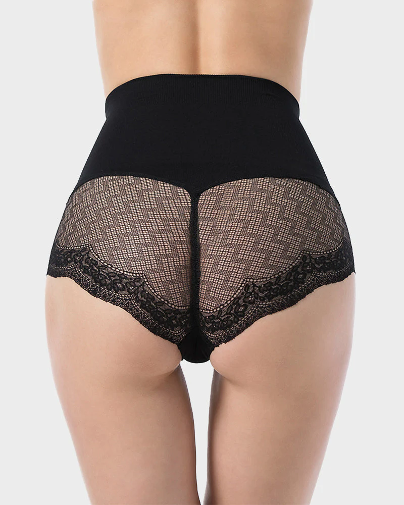 High Waist Lace Mesh Tummy Control Shaping Panty - Image 3
