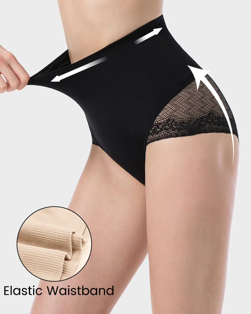 High Waist Lace Mesh Tummy Control Shaping Panty - Image 5