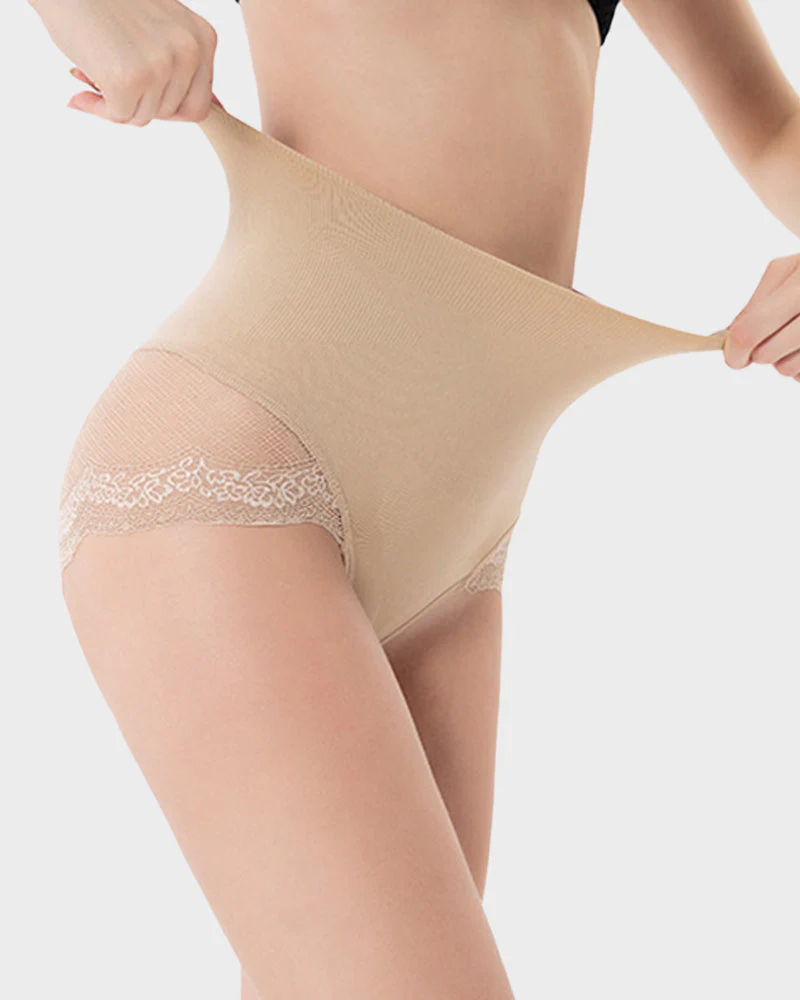High Waist Lace Mesh Tummy Control Shaping Panty - Image 7