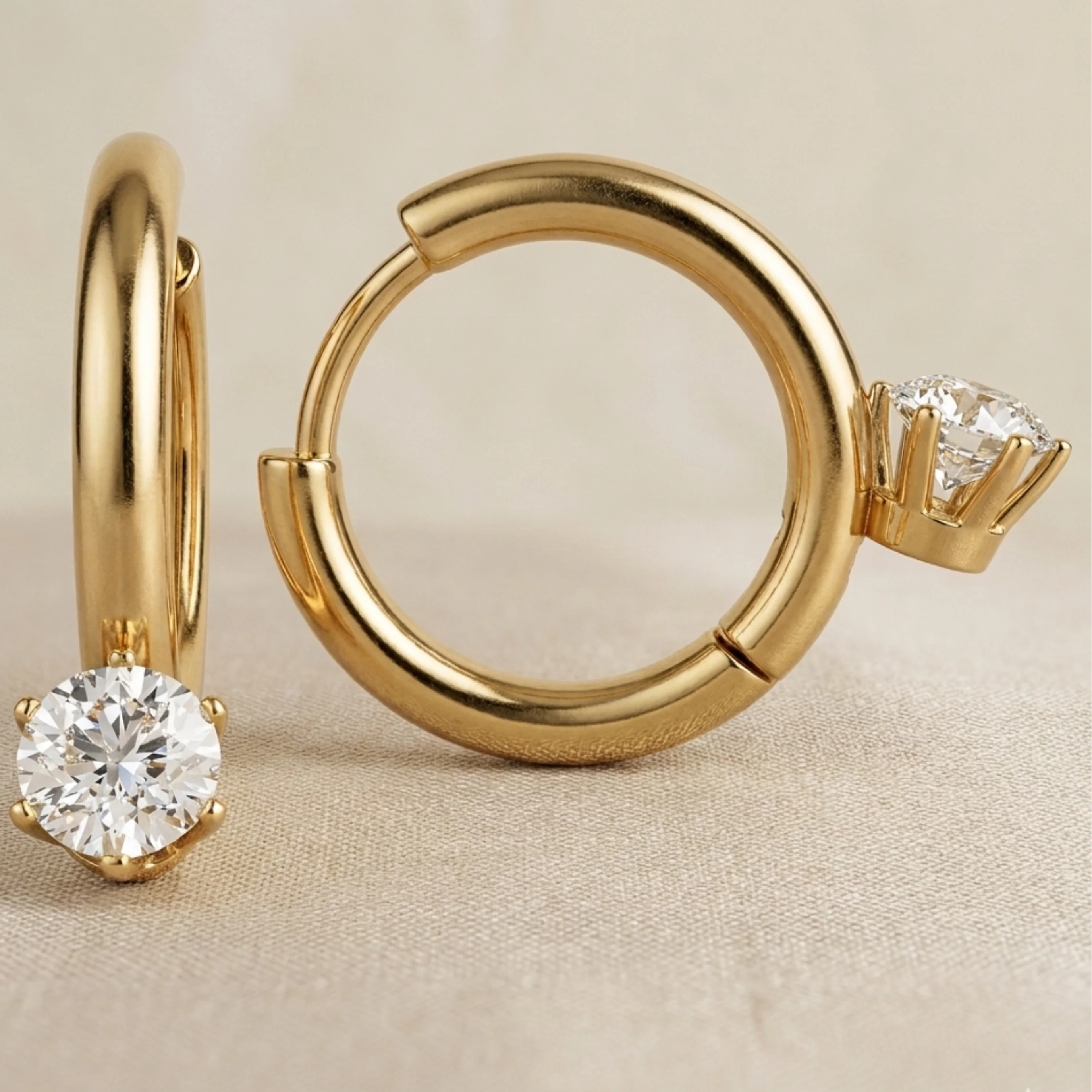 Hovira Glow Solitaire Hoop Earrings - Image 2