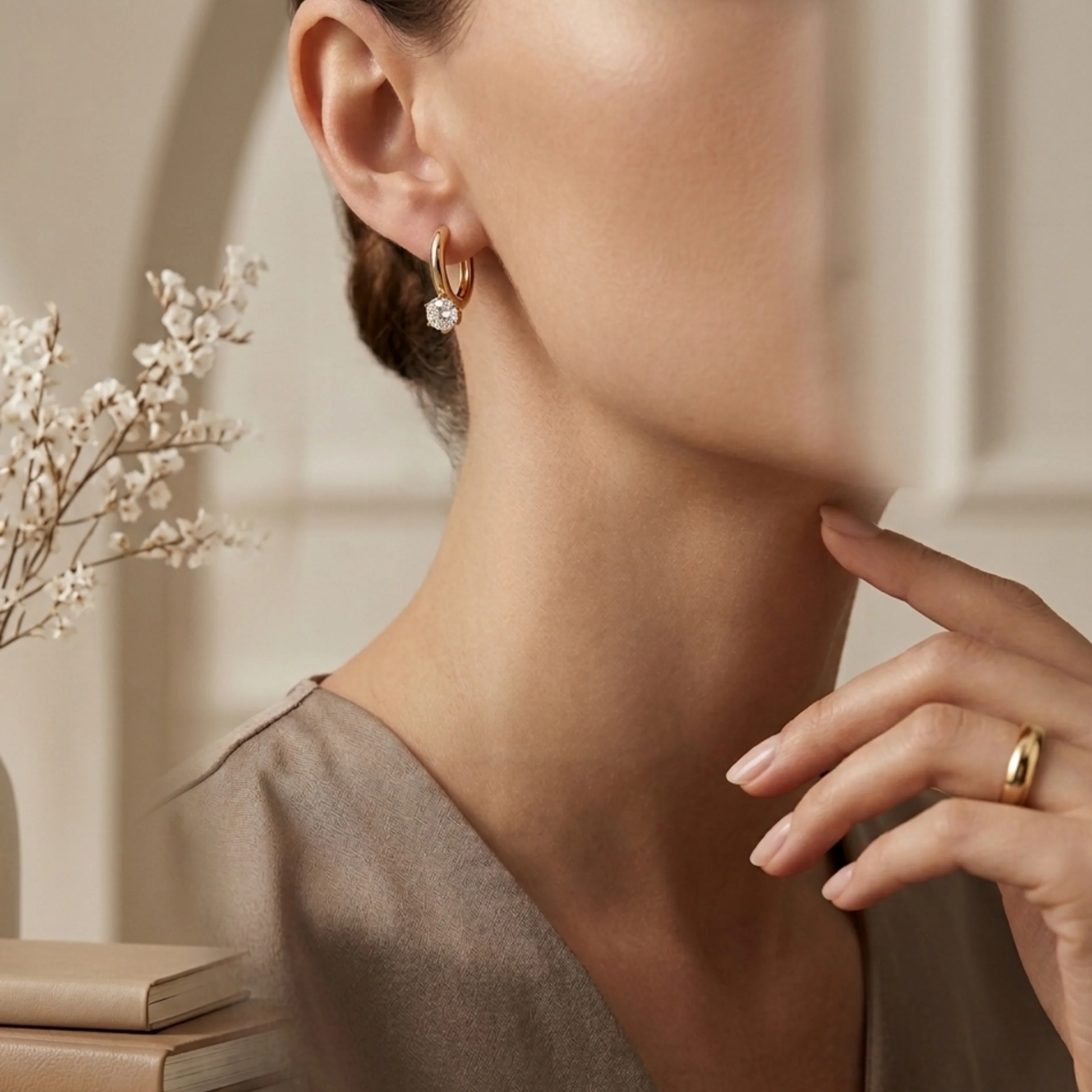 Hovira Glow Solitaire Hoop Earrings - Image 3