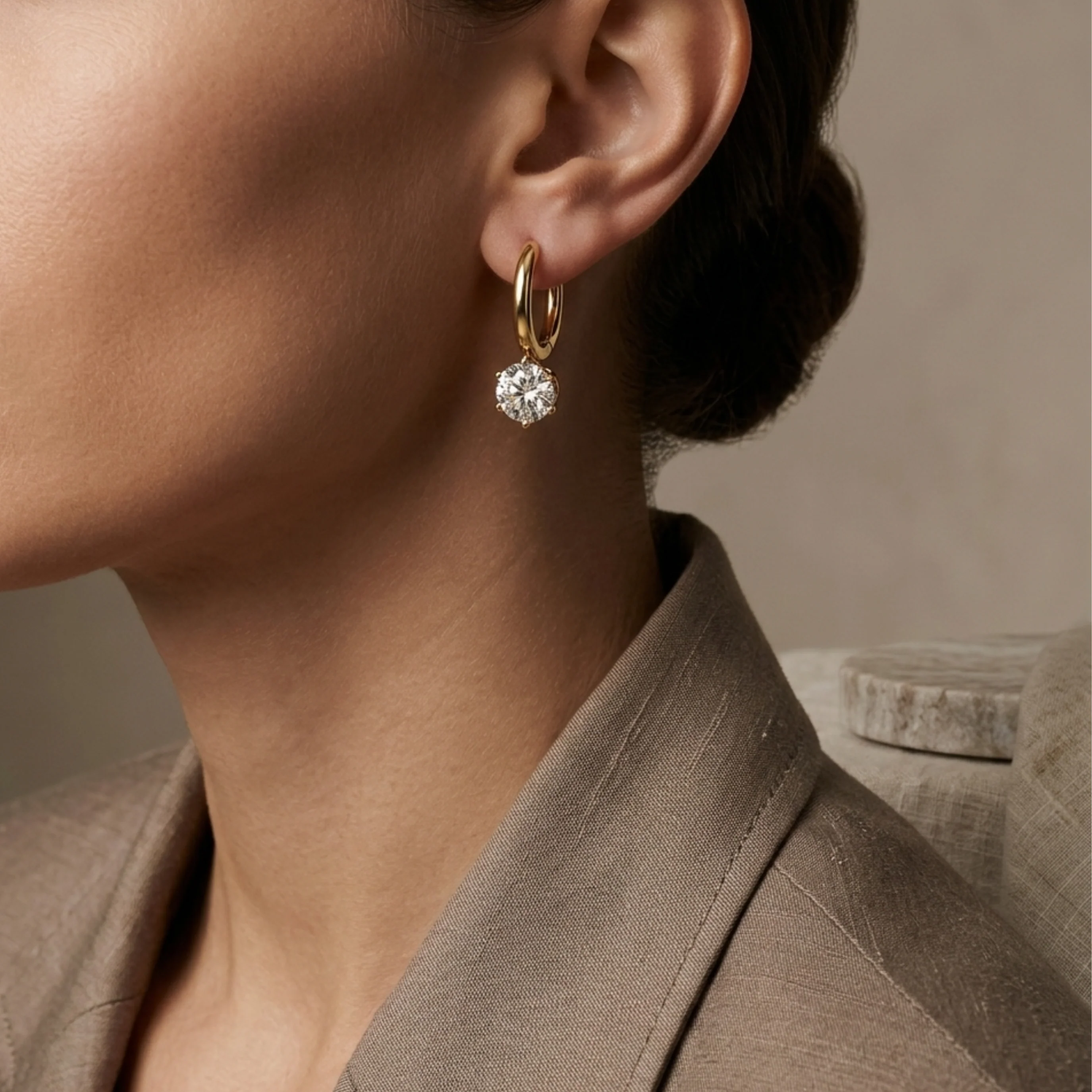 Hovira Glow Solitaire Hoop Earrings - Image 5