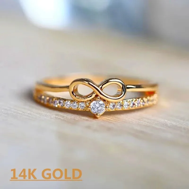 Infinity Diamond Cut and Gold Plated Promise Ring - Image 3