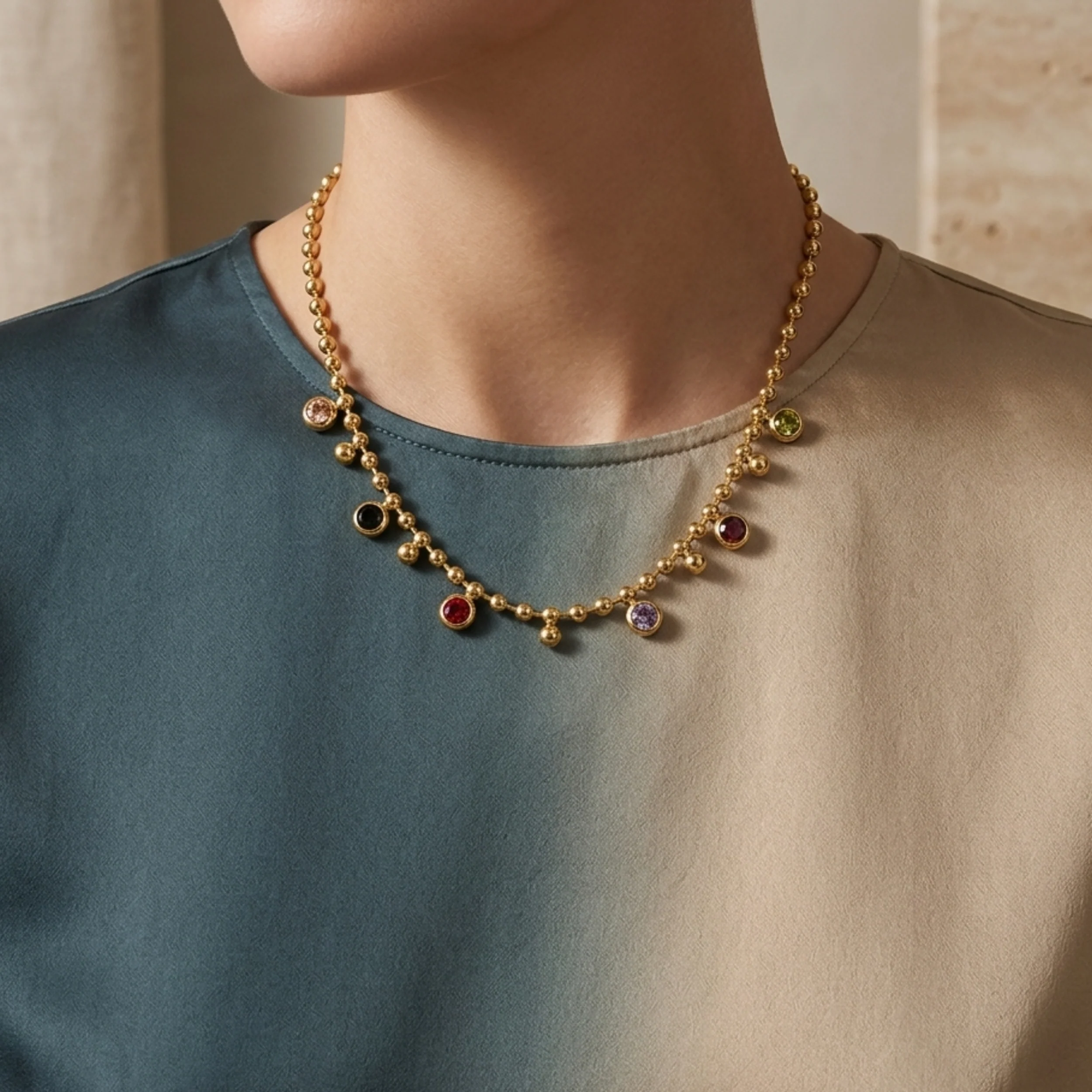 Isolde Crystal Layered Necklace - Image 4