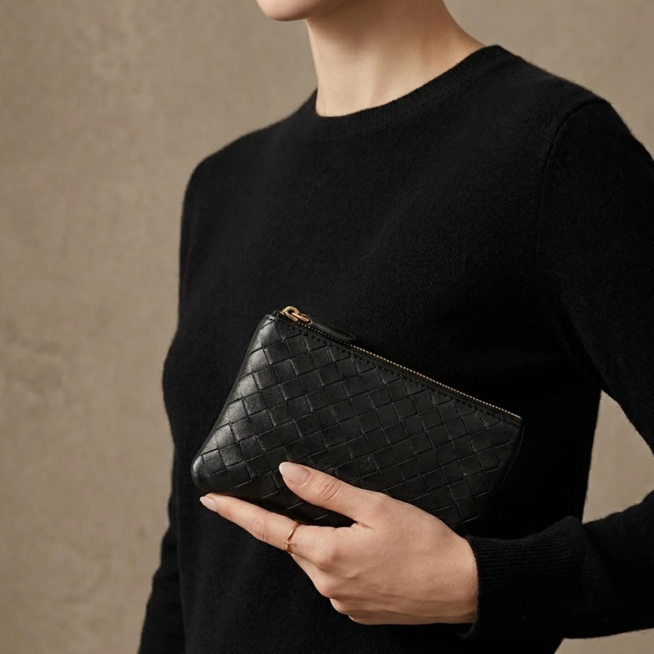 Jaeira Handwoven Lambskin Key Fob & Card Wallet - Image 11