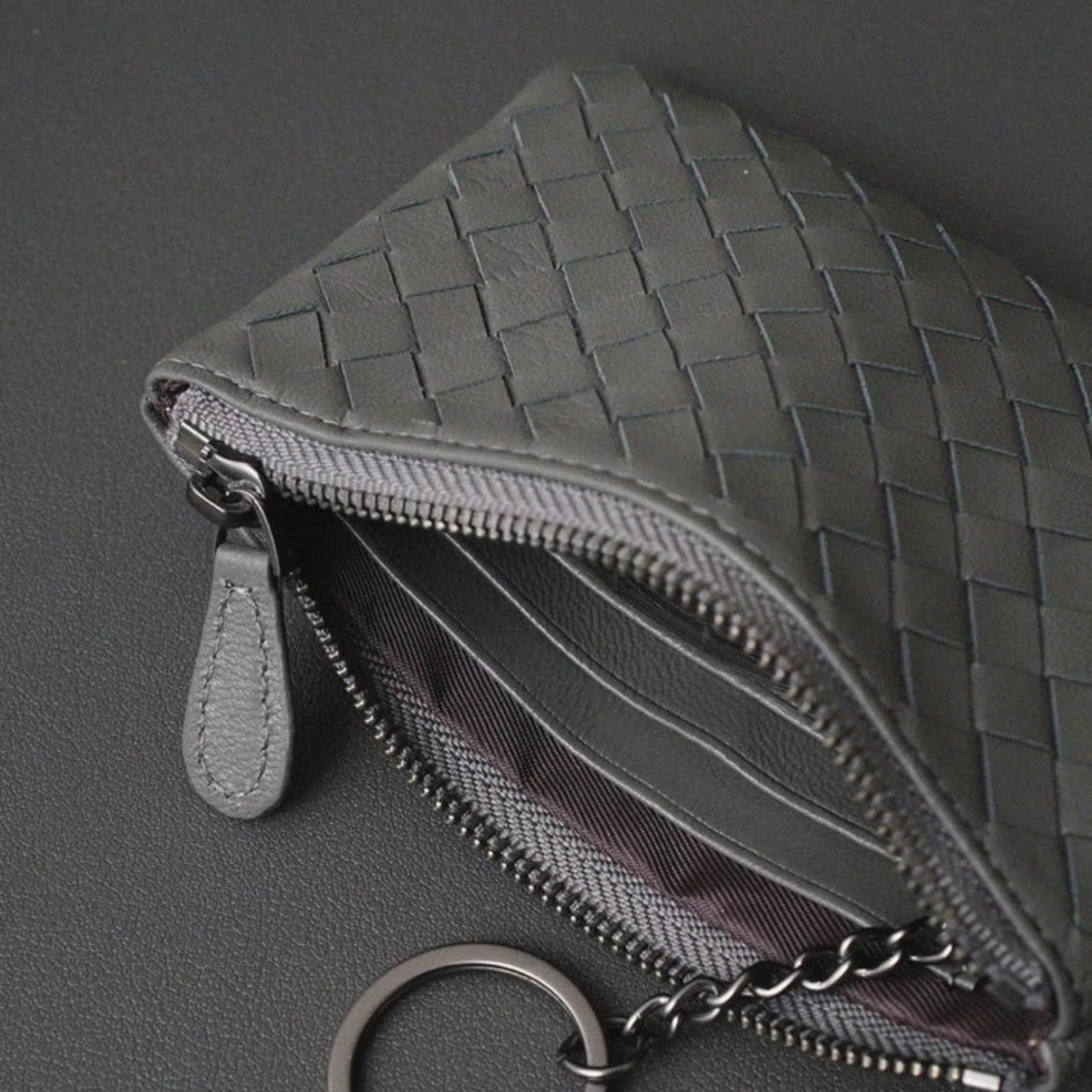 Jaeira Handwoven Lambskin Key Fob & Card Wallet - Image 7