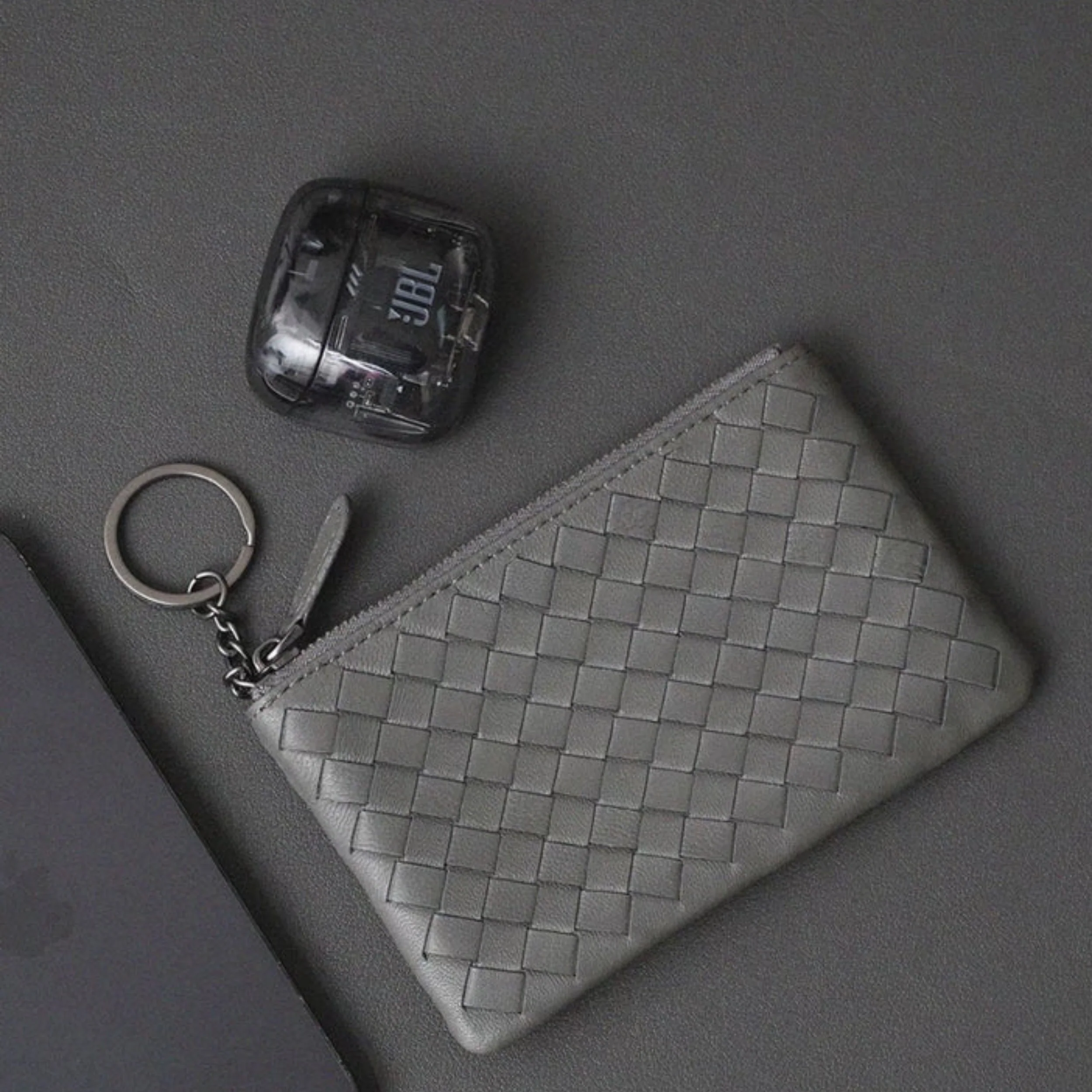 Jaeira Handwoven Lambskin Key Fob & Card Wallet - Image 9