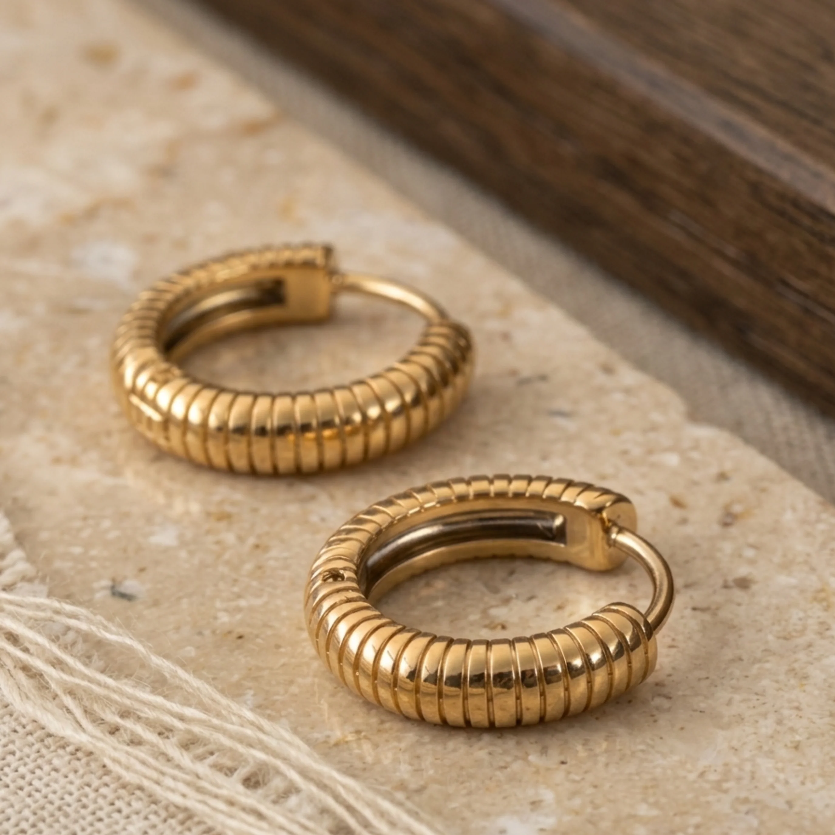 Jovelle Classic Textured Hoops - Image 2