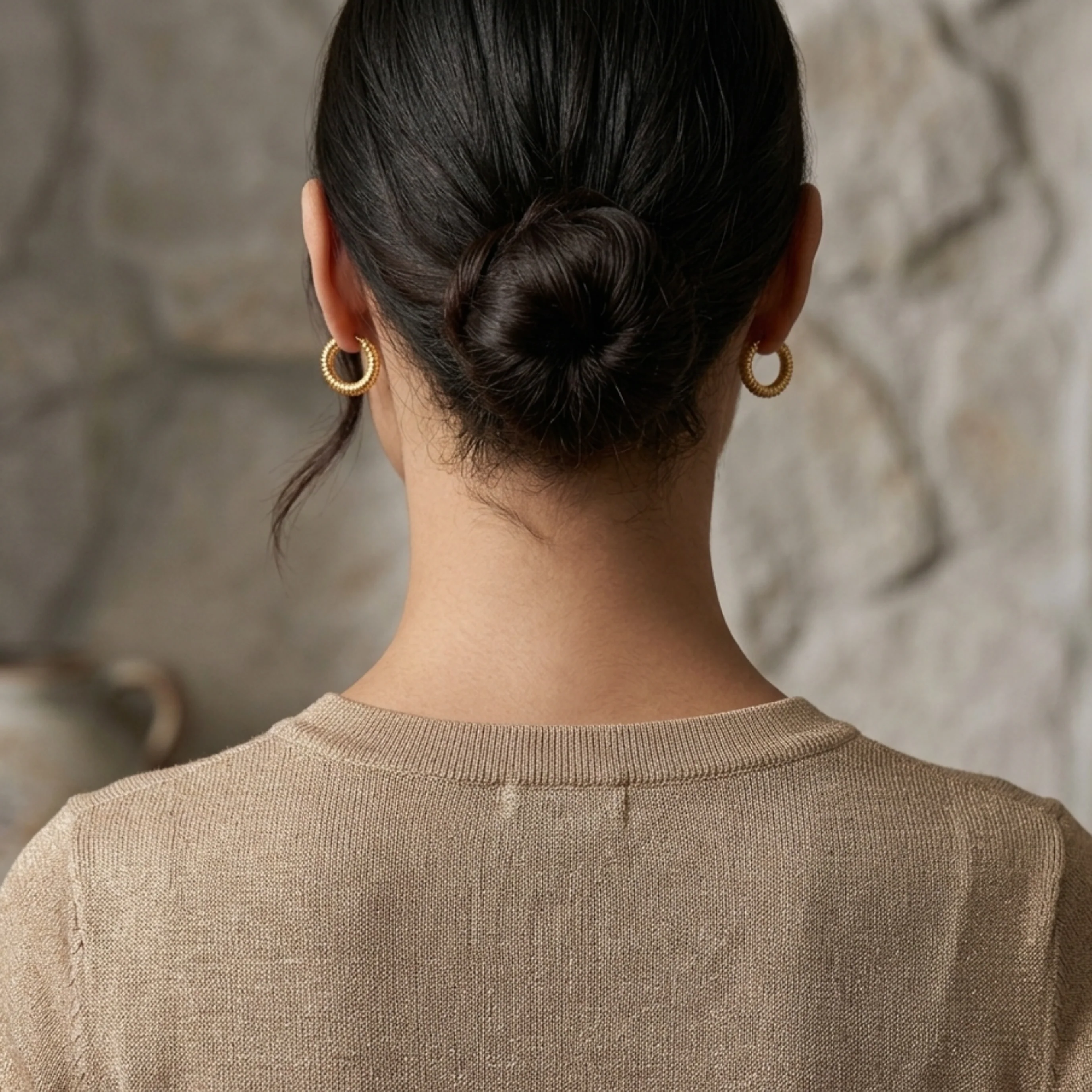 Jovelle Classic Textured Hoops - Image 3
