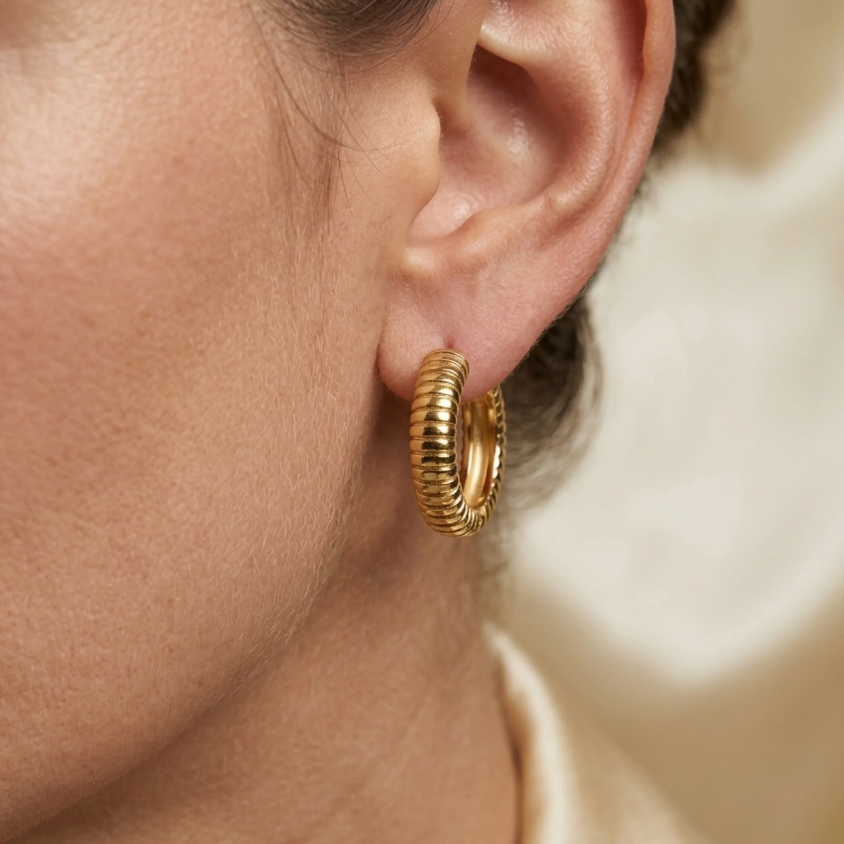 Jovelle Classic Textured Hoops - Image 6