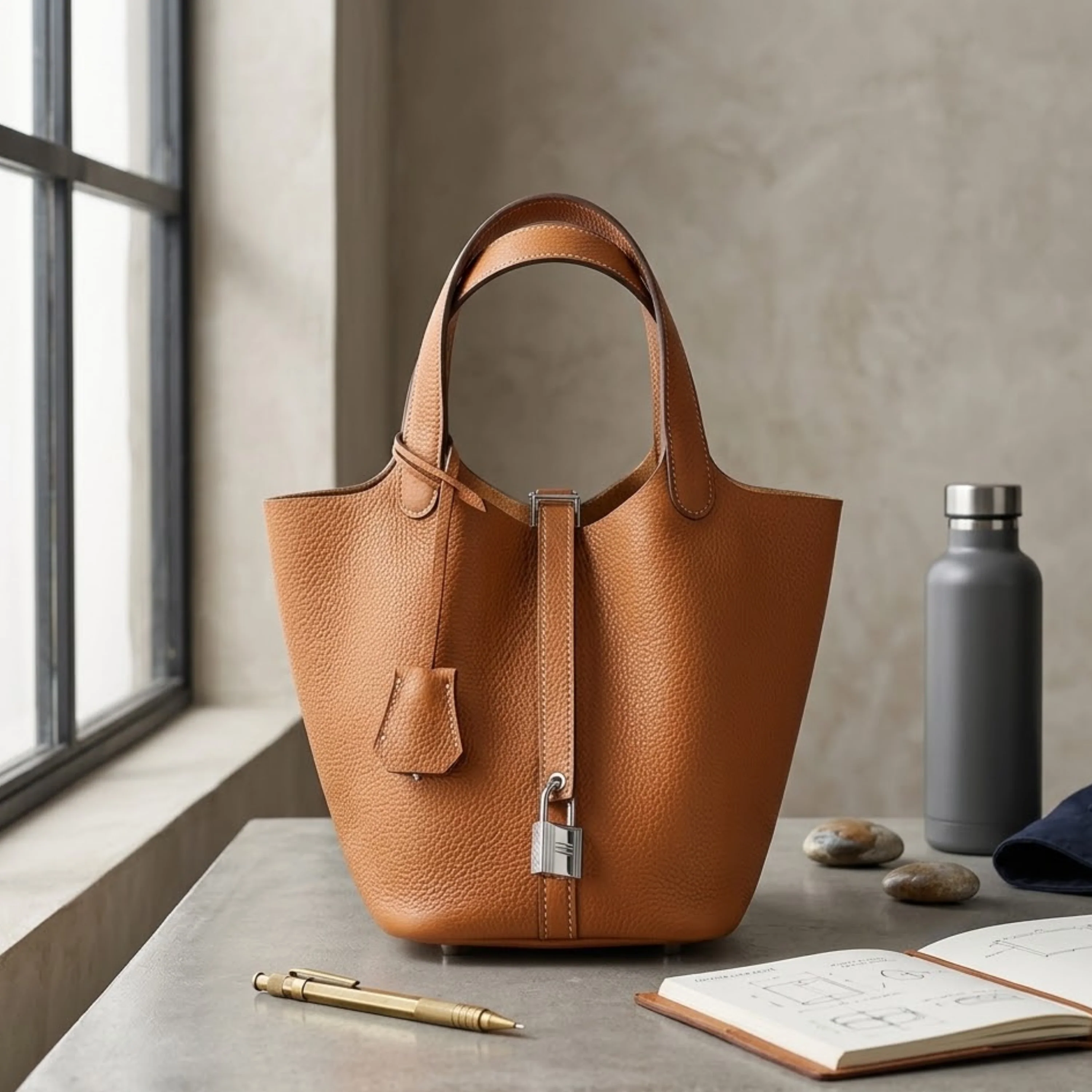 Lavelle Genuine Leather Buckle Basket Bag - Image 9