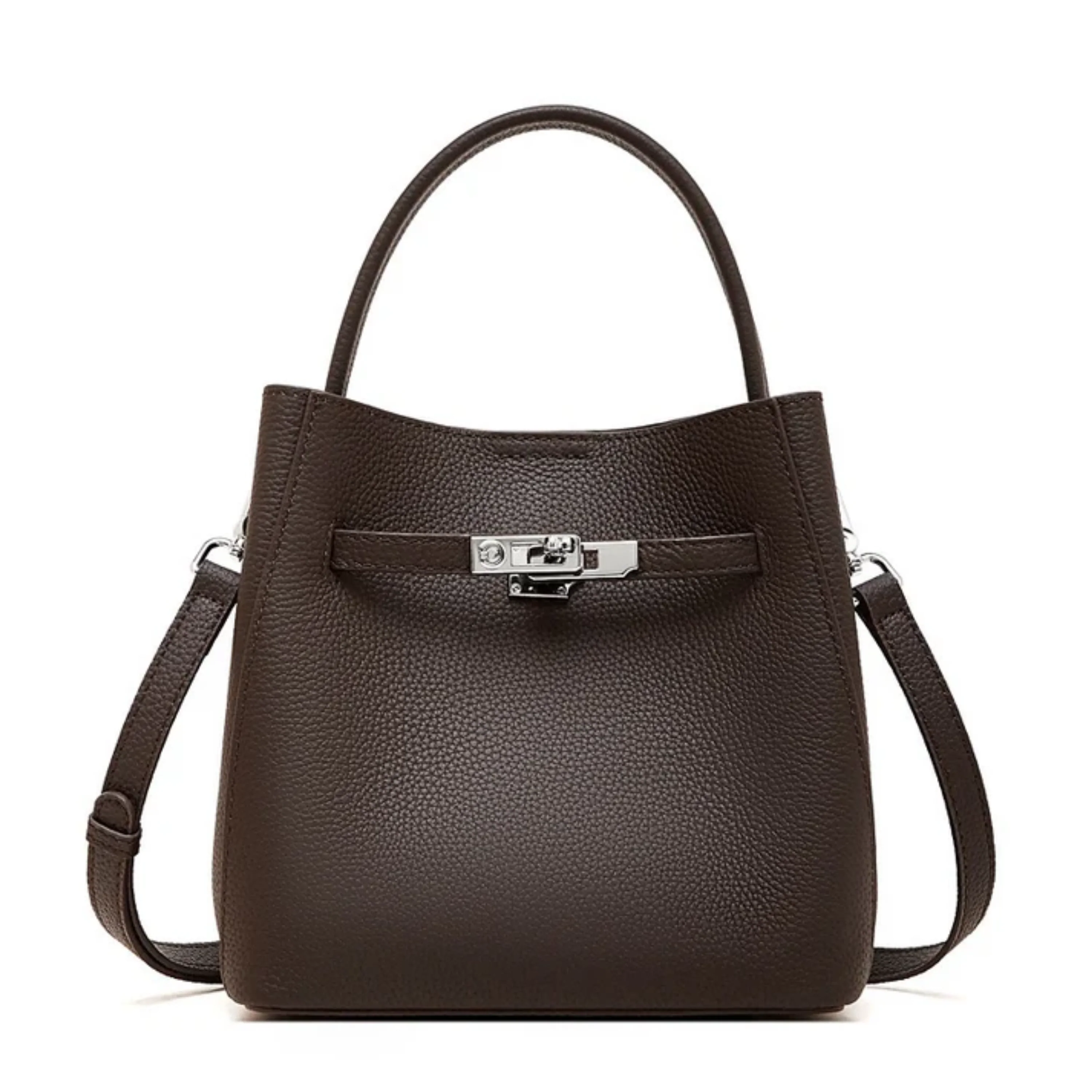 Louisse Genuine Leather Basket Bucket Bag