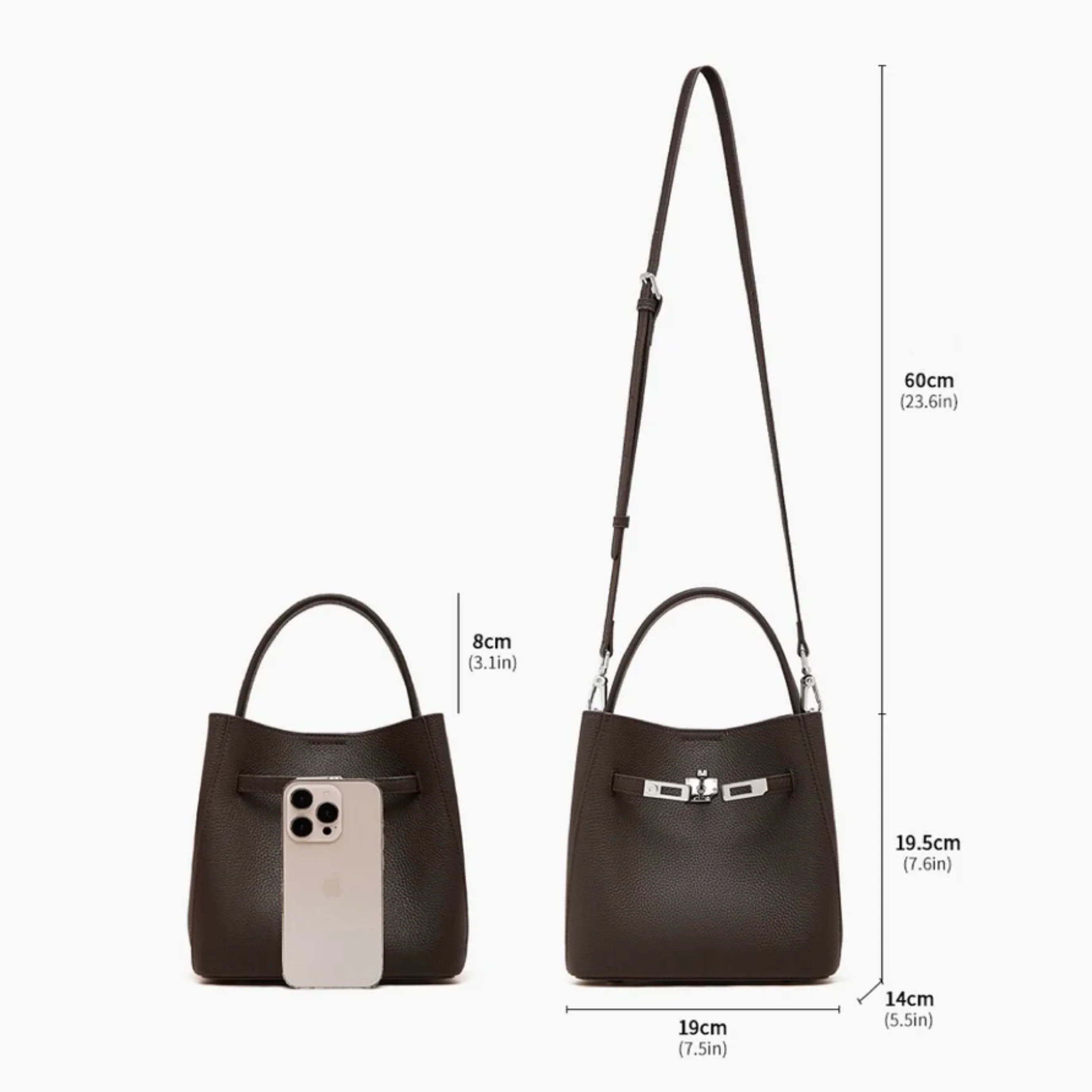 Louisse Genuine Leather Basket Bucket Bag - Image 11