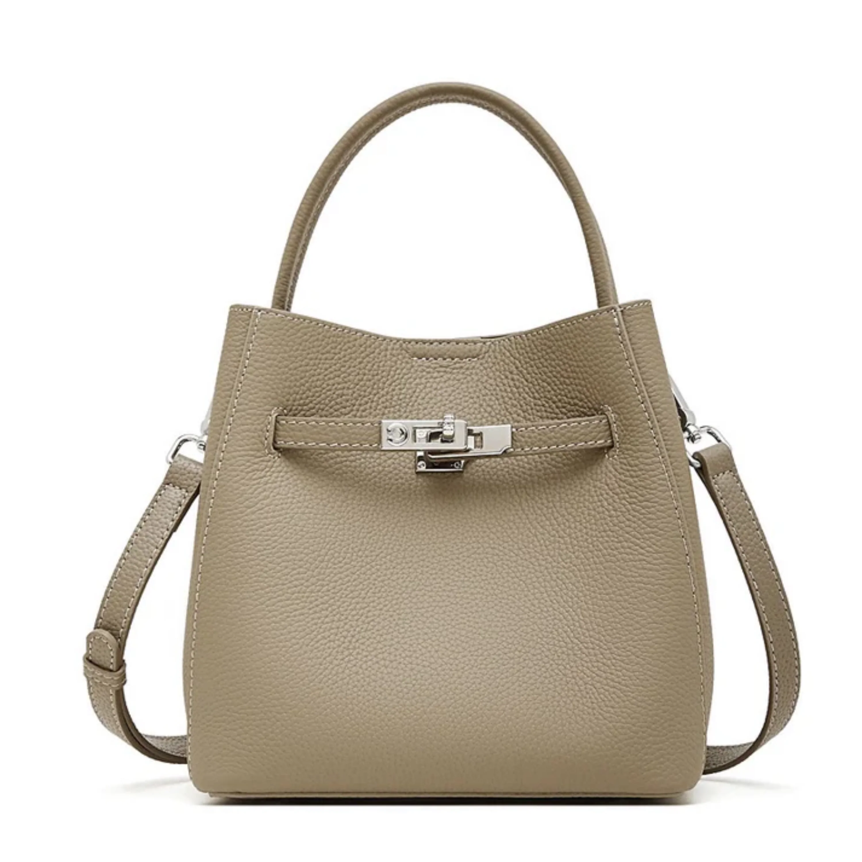 Louisse Genuine Leather Basket Bucket Bag - Image 3