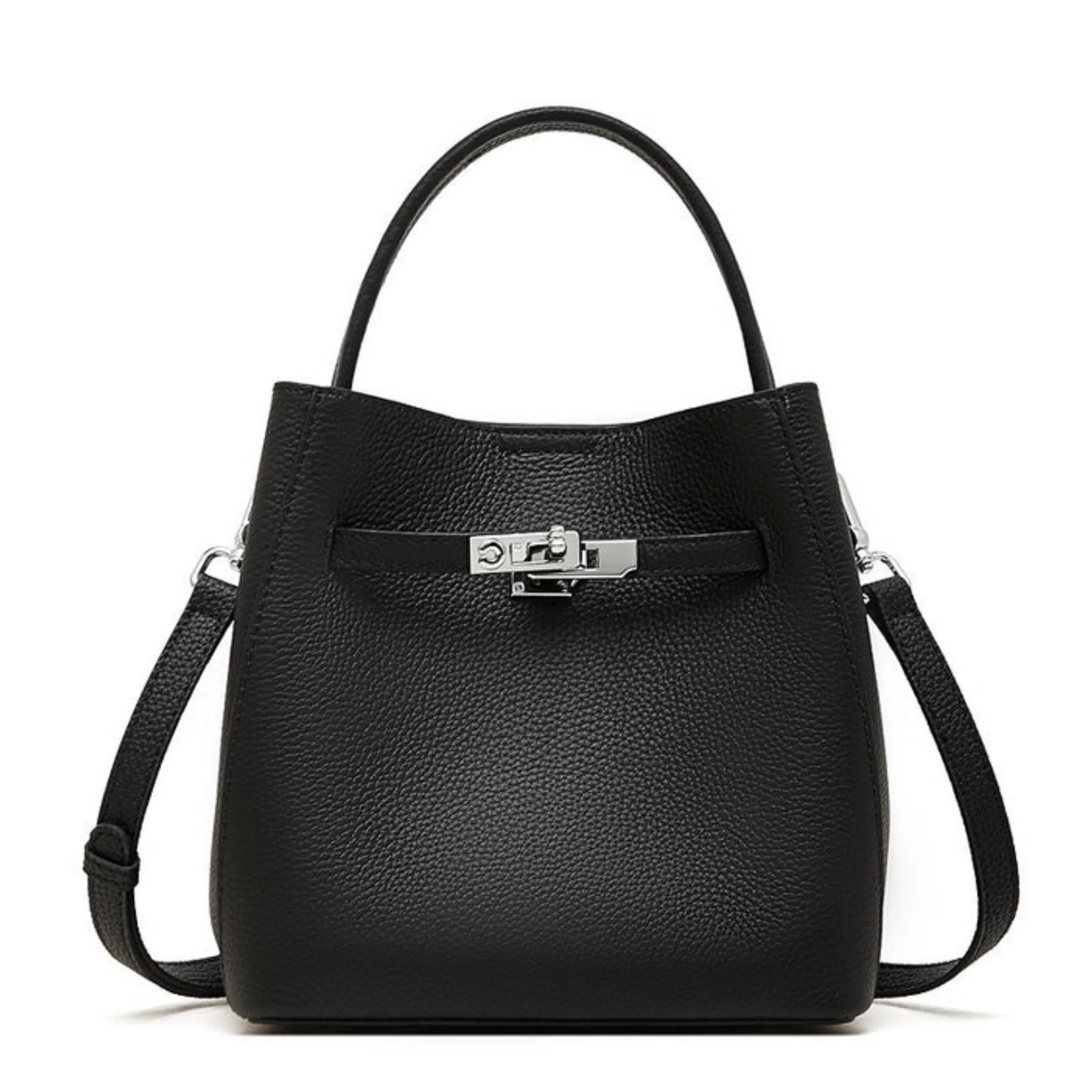 Louisse Genuine Leather Basket Bucket Bag - Image 4