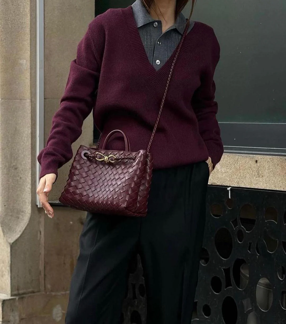 Woven Vegan Leather Tote - Image 10