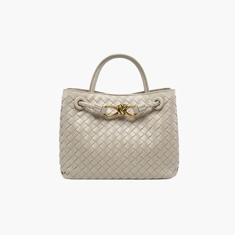 Woven Vegan Leather Tote - Image 7