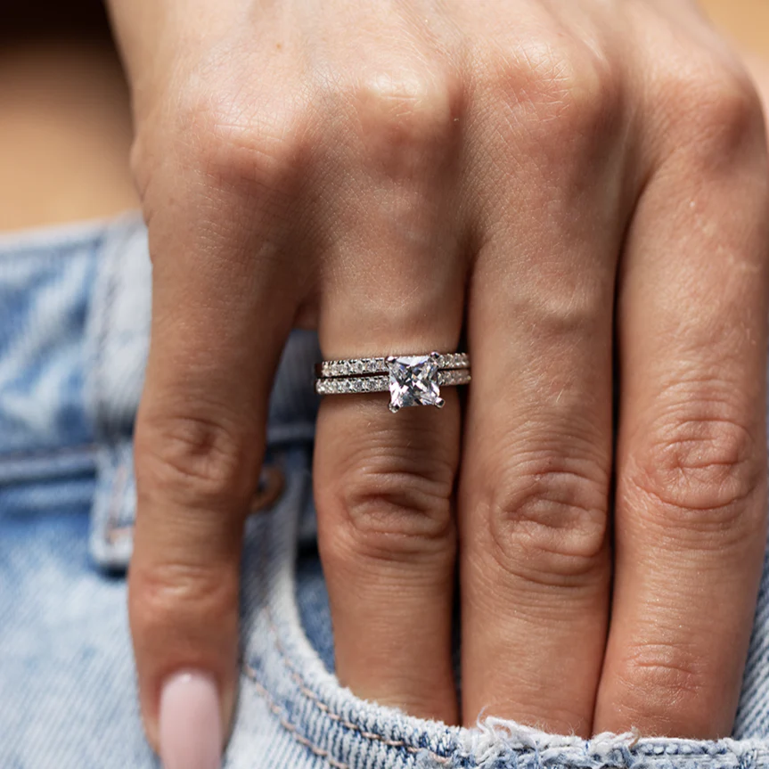 Luminous Promise Moissanite Engagement Ring Set - Image 5