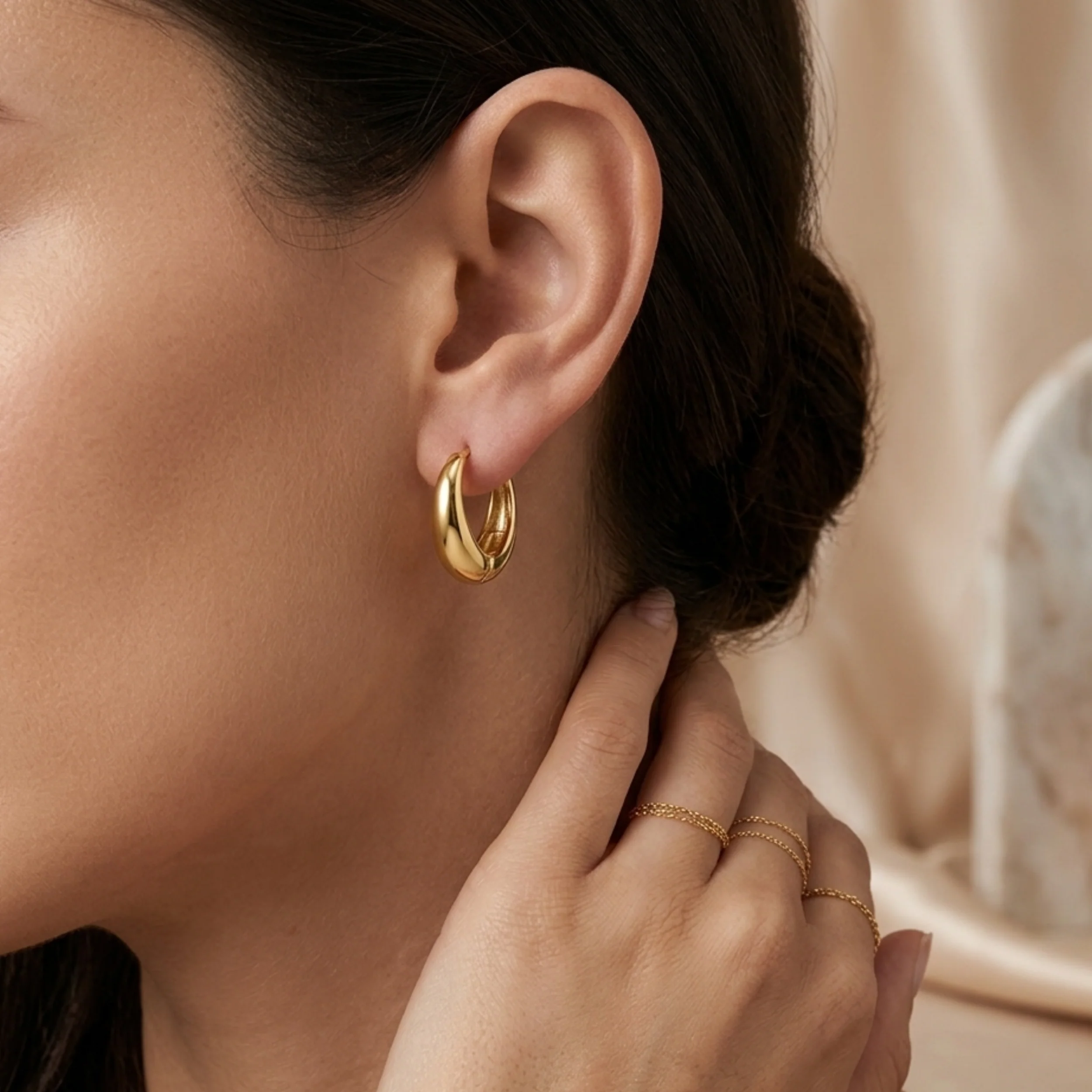 Lunaria Golden Crescent Hoops - Image 4
