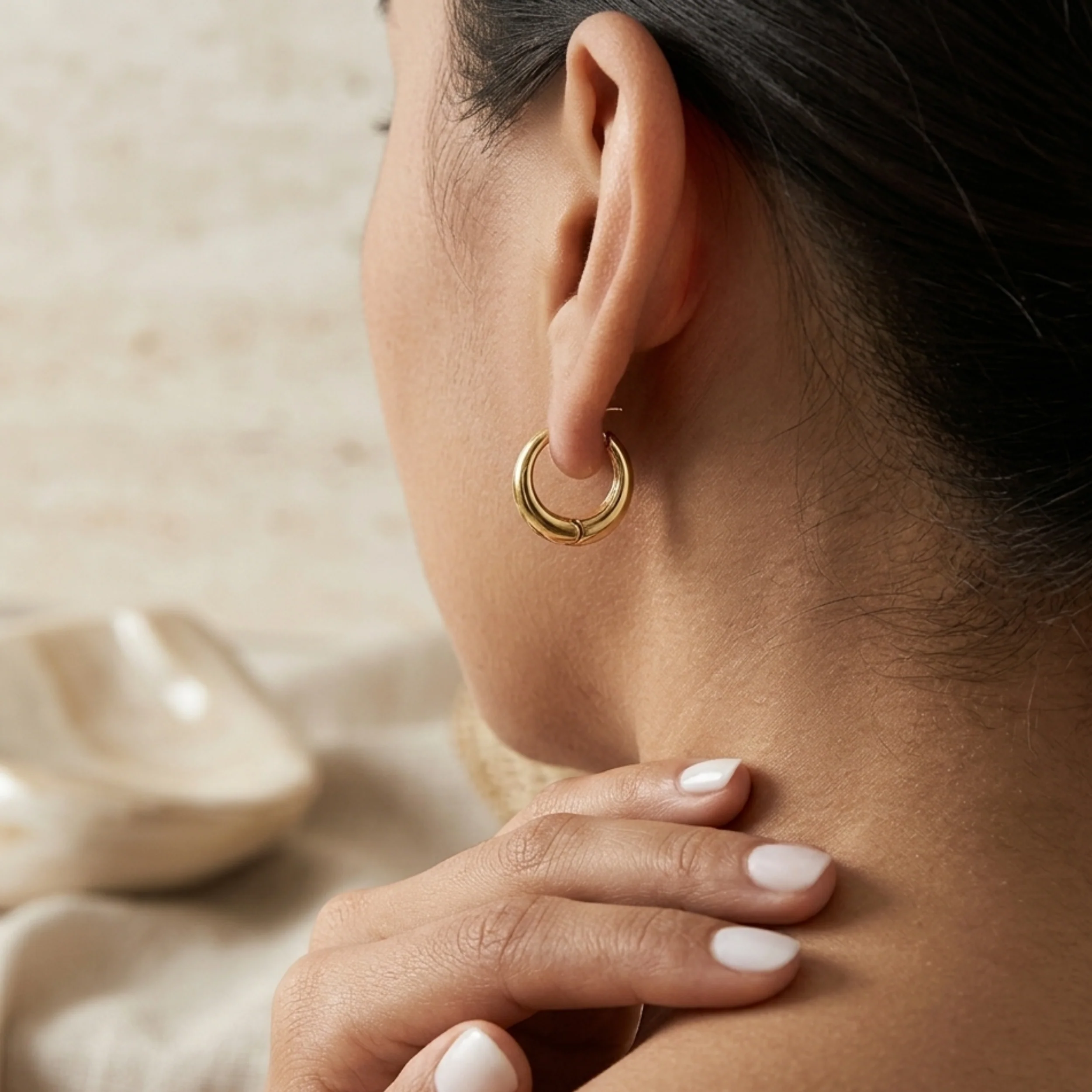 Lunaria Golden Crescent Hoops - Image 5