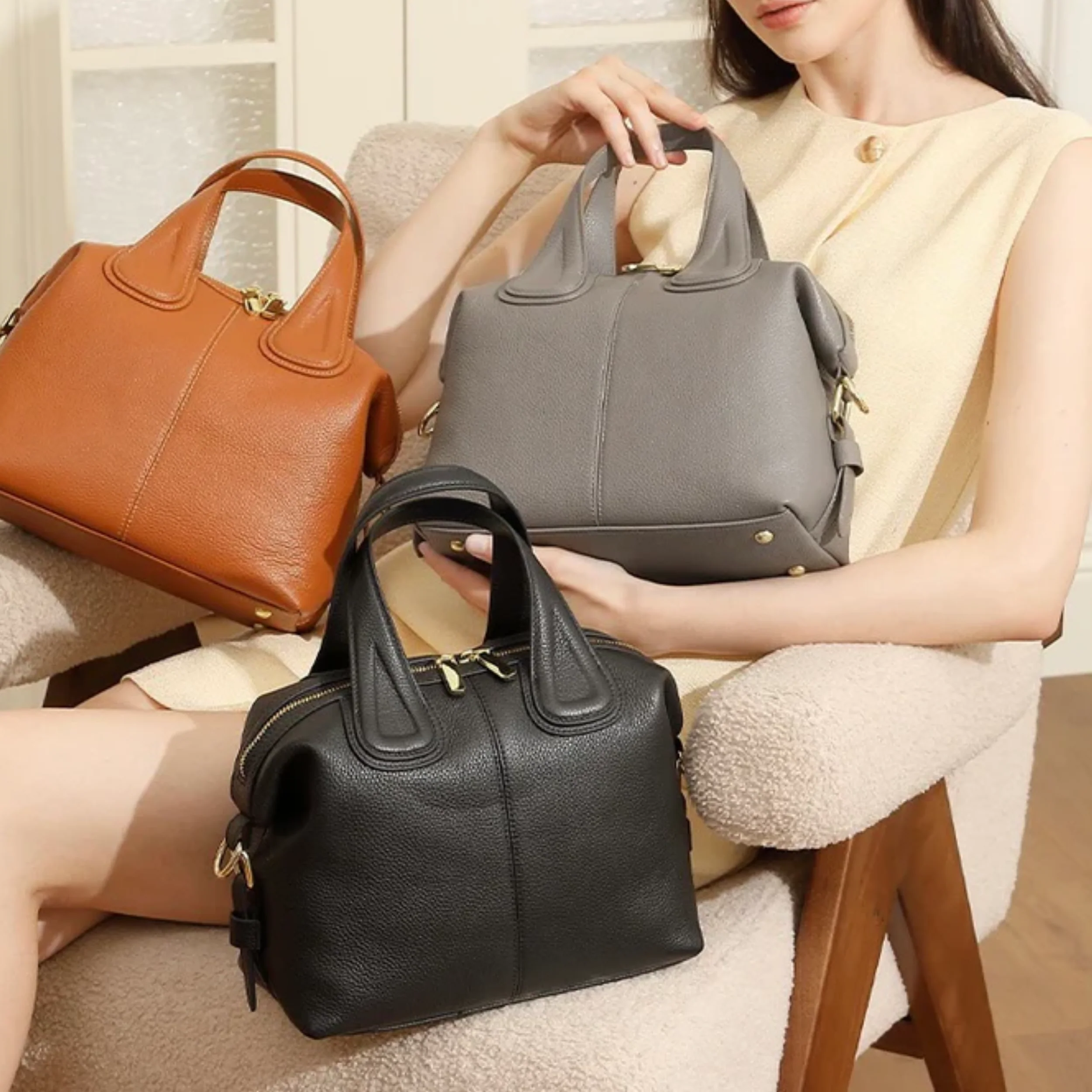 Lunévre Genuine Leather Shoulder Crossbody Bag - Image 6