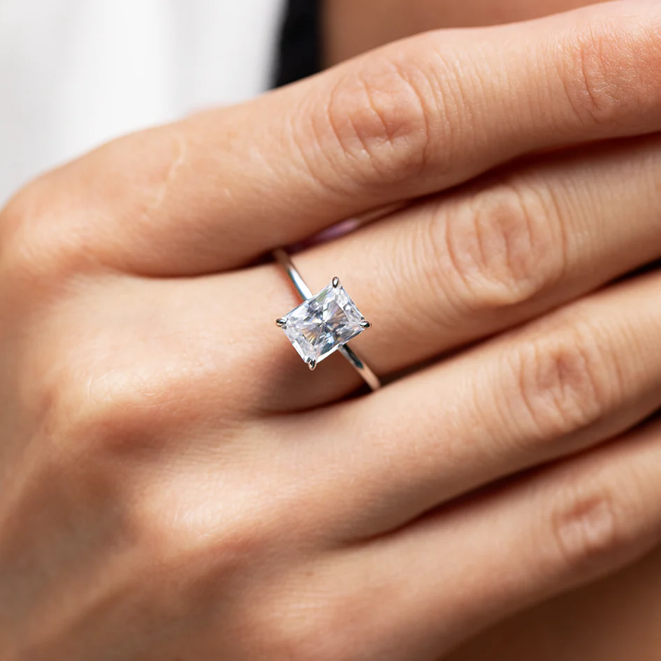 Lustrous Glow Moissanite Solitaire Sterling Silver Ring - Image 3