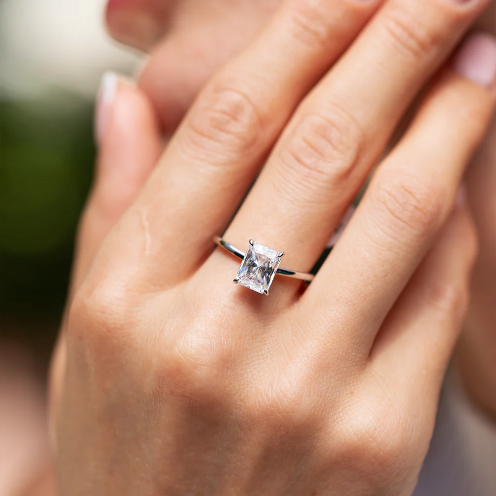 Lustrous Glow Moissanite Solitaire Sterling Silver Ring - Image 5
