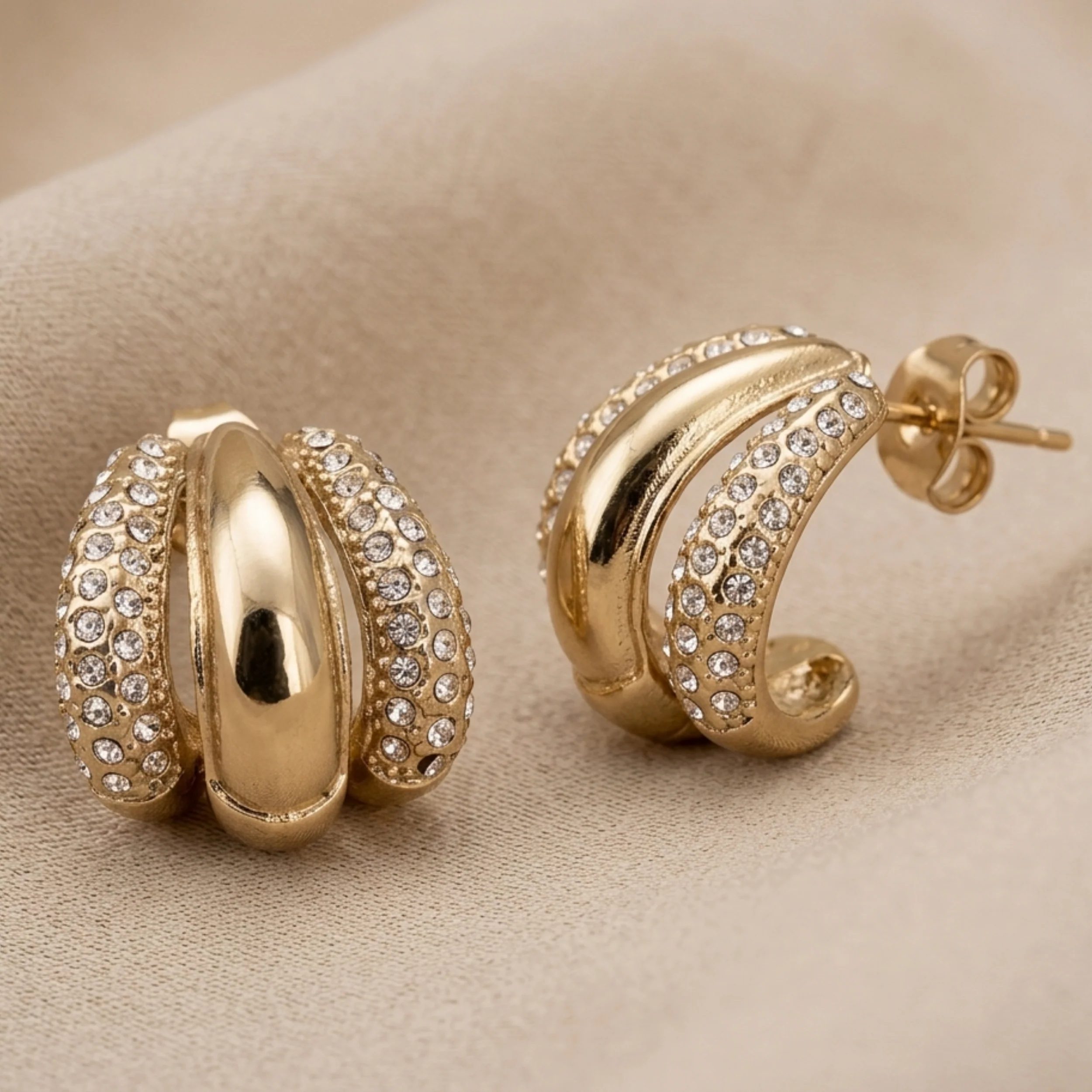 Luxanna Glow Gold Crystal Stud Earrings