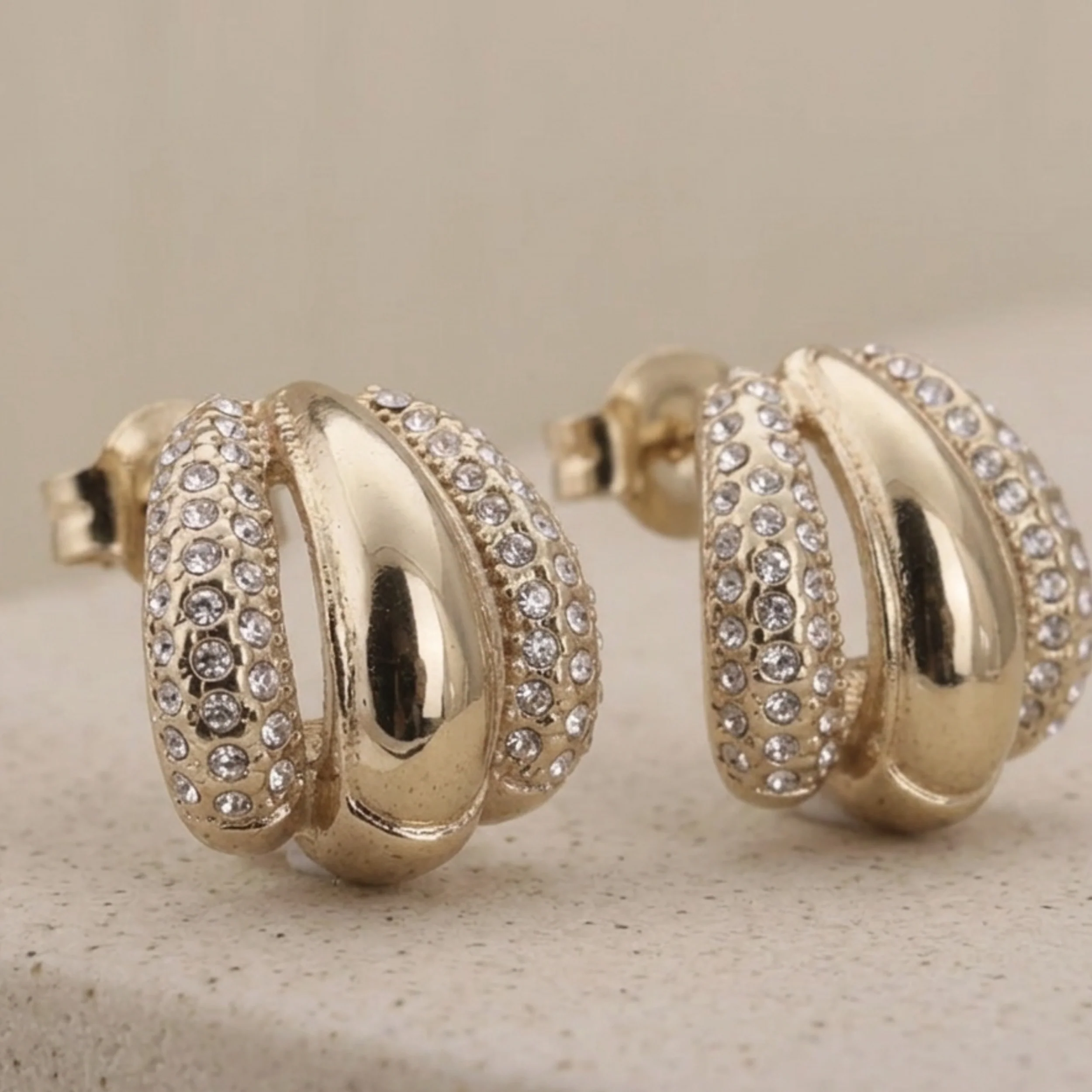 Luxanna Glow Gold Crystal Stud Earrings - Image 6