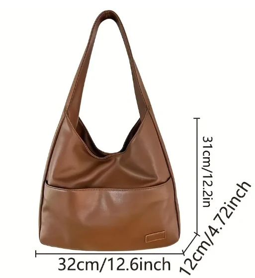 Timeless Brown and Black Leather Handbag – Elegant and Durable with Adjustable Shoulder Strap - Image 3