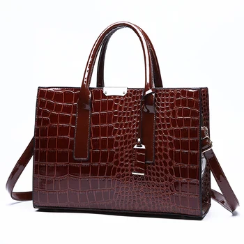 Luxury Crocodile Skin Pattern Leather Bag - Image 3