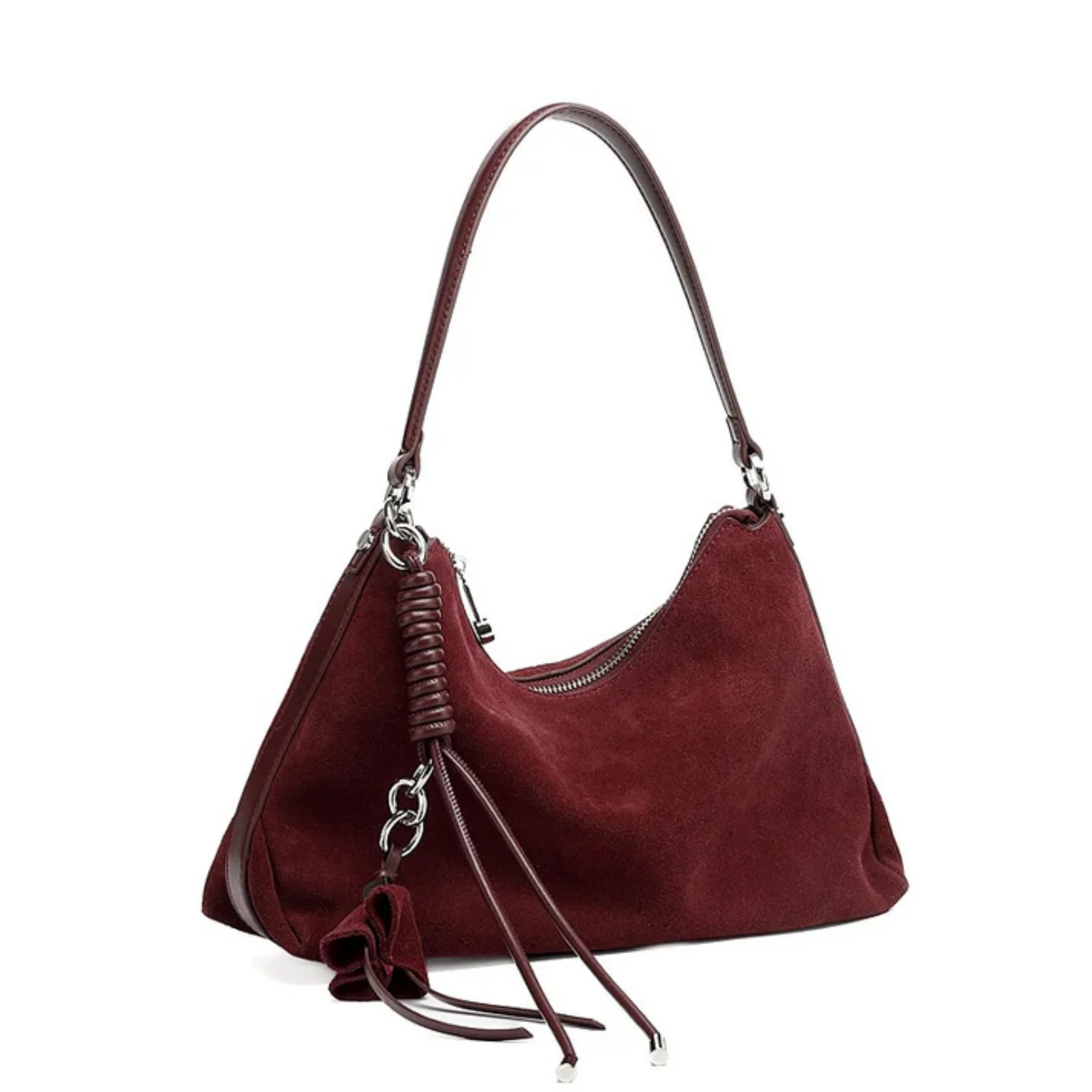 Luxéa Genuine Leather Hobo Bag with Braided Detail & Tassel Accent - Image 3
