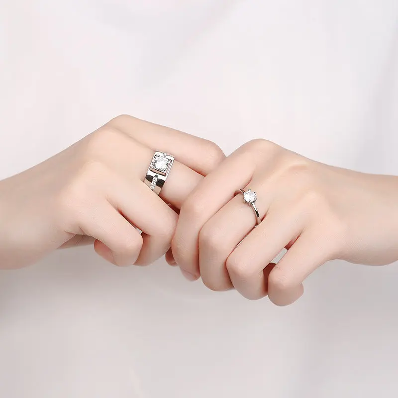 Luxury Diamond Cut Couple 925 Sterling Silver Promise and Proposal Ring - Image 3