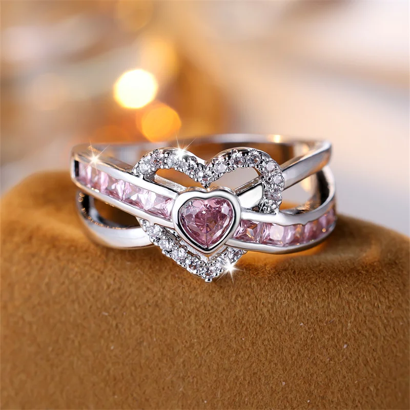 Luxury Pink Diamond Cut Wave 925 Sterling Silver Promise Ring - Image 4