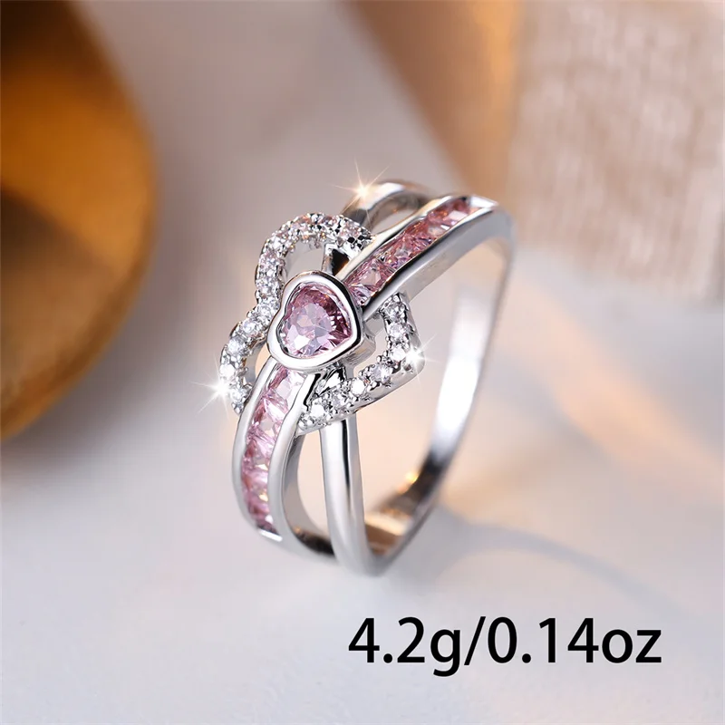 Luxury Pink Diamond Cut Wave 925 Sterling Silver Promise Ring - Image 5